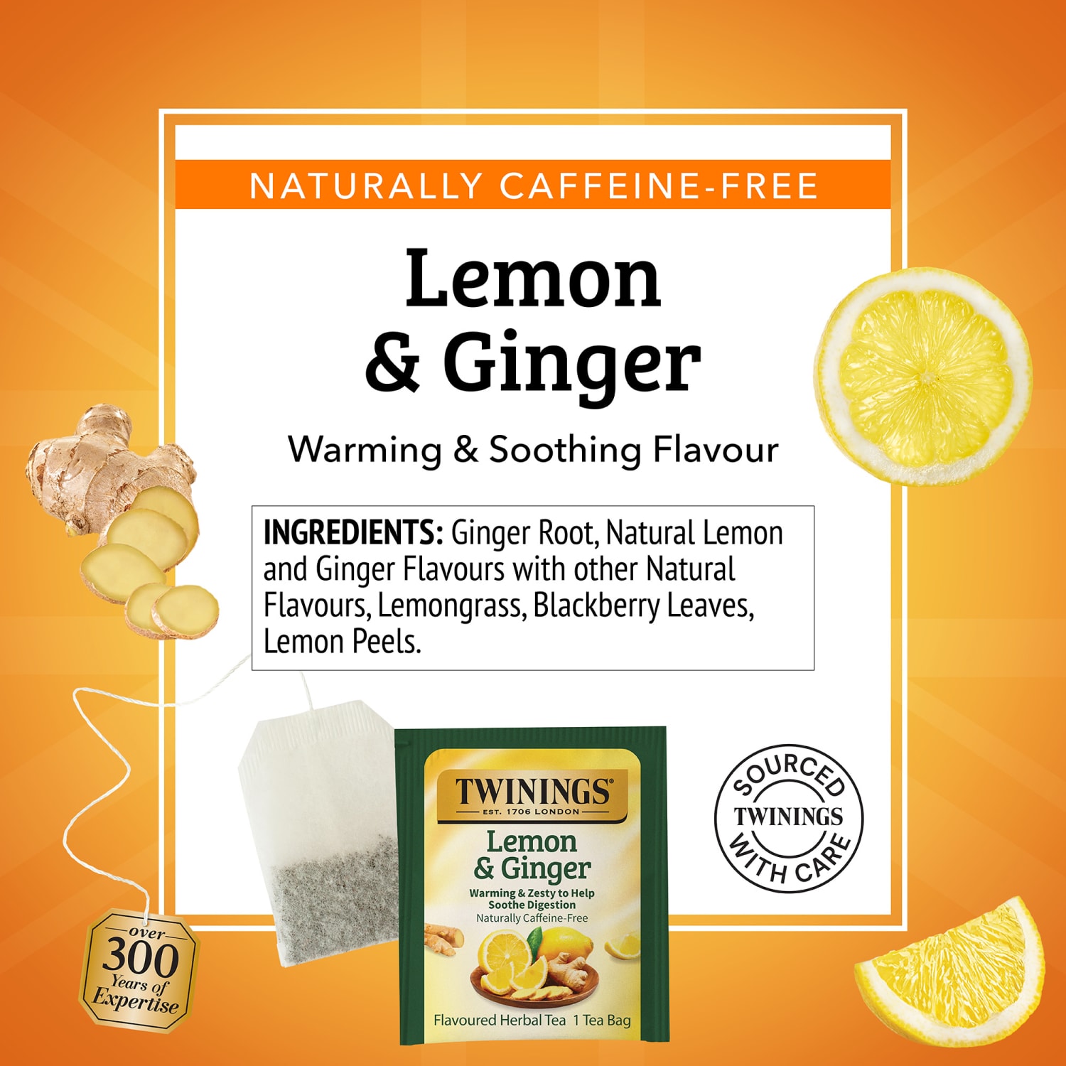 Twinings Lemon & Ginger Herbal Tea Bags, 25/Box - Image 5