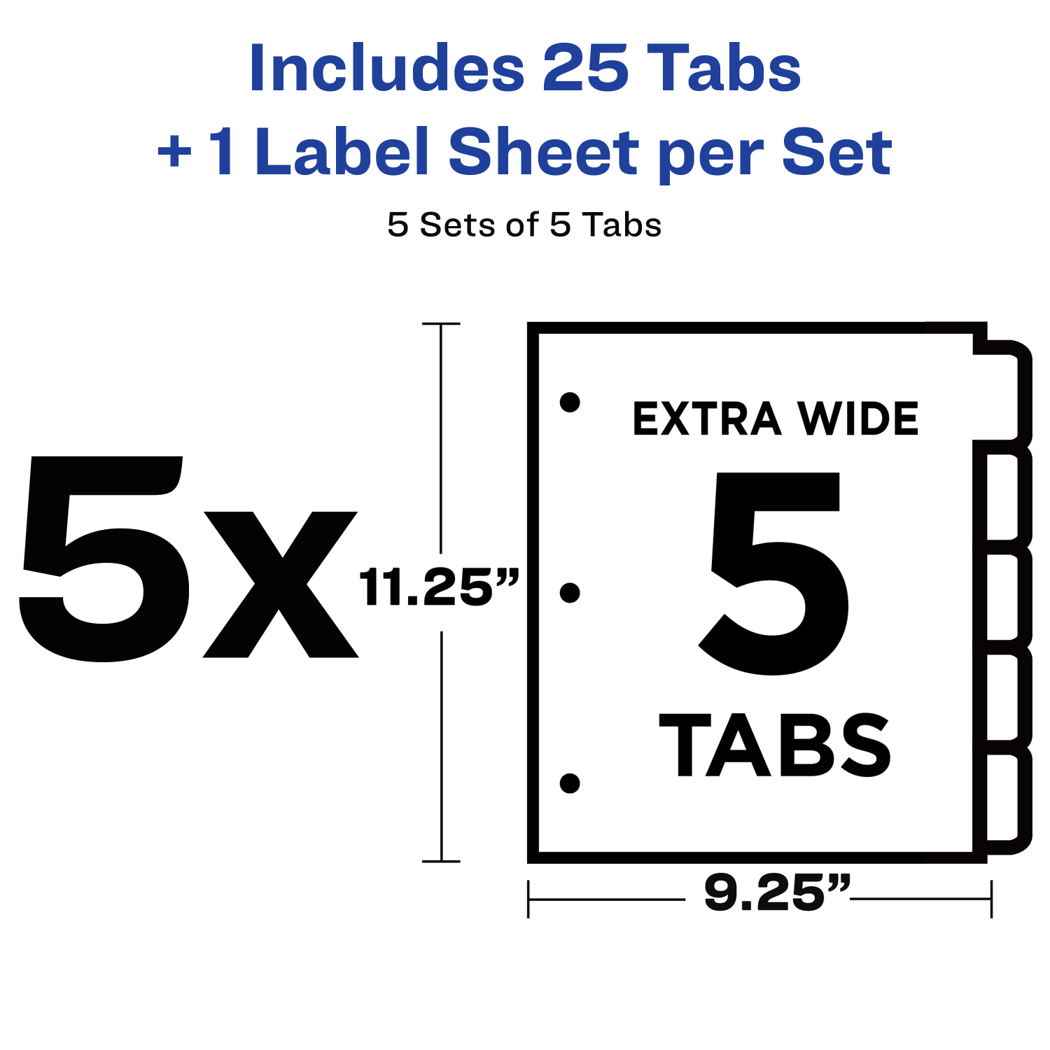 Avery Customizable Index Maker Extra-Wide Dividers For 3 Ring Binder, Easy Print & Apply Clear Label Strip, 5 Tab, Pack Of 5 Sets - Image 4