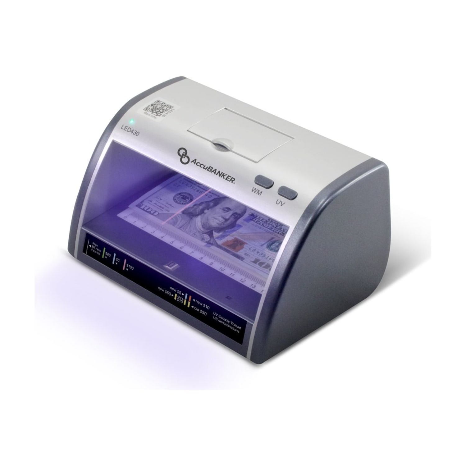 AccuBanker LED430 Counterfeit Bill & Document Validator With Magnifier, 4-7/16inH x 8-7/16inW x 5-3/4inD - Image 5
