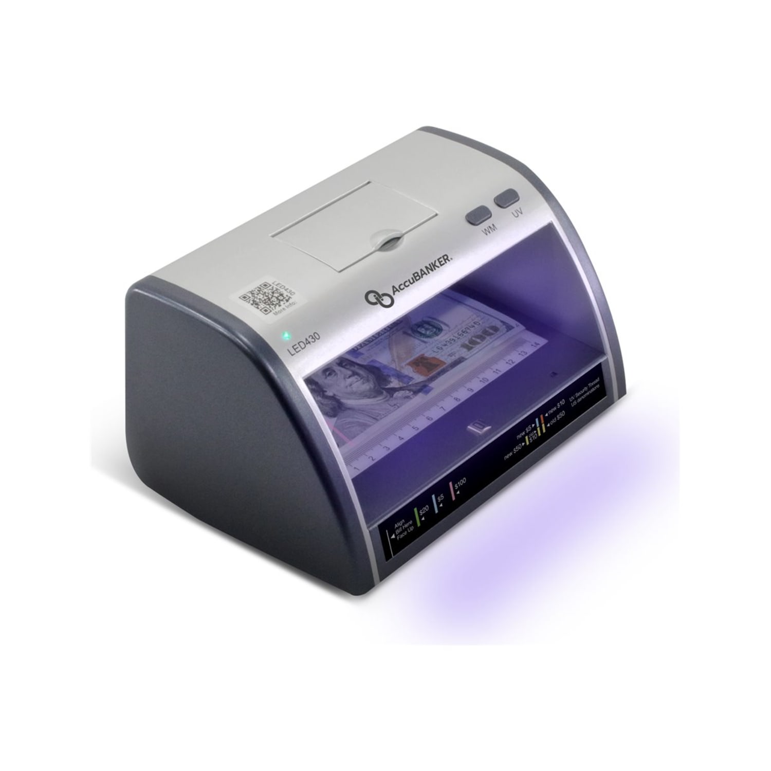 AccuBanker LED430 Counterfeit Bill & Document Validator With Magnifier, 4-7/16inH x 8-7/16inW x 5-3/4inD - Image 6