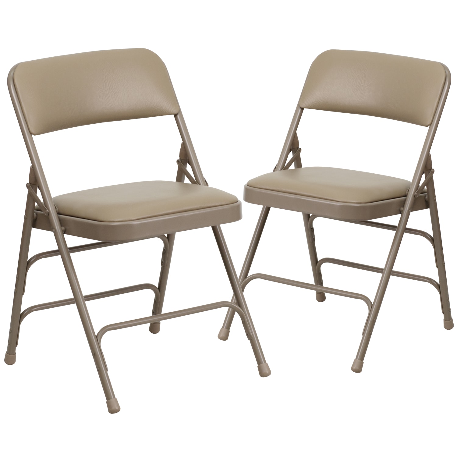 Flash Furniture HERCULES Series Metal Folding Chairs With Padded Vinyl Seats, Beige/Black, Pack Of 2 Chairs - Image 4