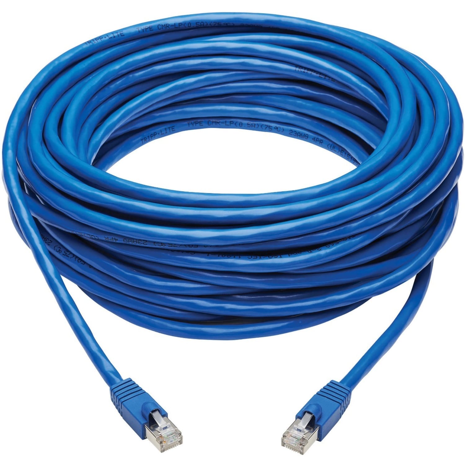 Tripp Lite Cat6a Patch Cable F/UTP Snagless w/ PoE 10G CMR-LP Blue M/M 50ft - First End: 1x RJ-45 Male Network - N261P050BL