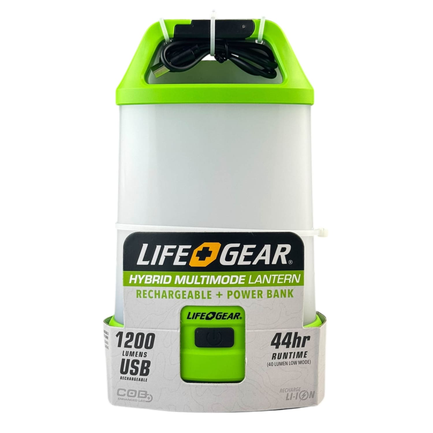 LifeGear 1,200-Lumen Hybrid Battery/USB-Rechargeable Multi-Mode LED Lantern and Power Bank, Green, 41-3976 - Image 3