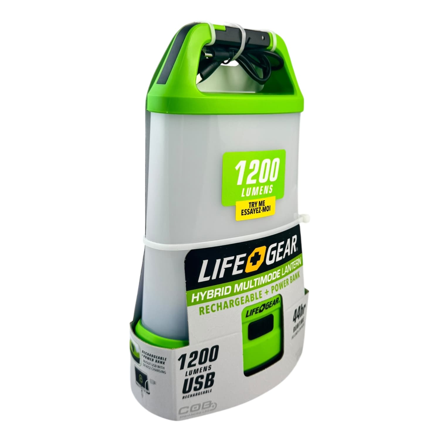 LifeGear 1,200-Lumen Hybrid Battery/USB-Rechargeable Multi-Mode LED Lantern and Power Bank, Green, 41-3976 - Image 4