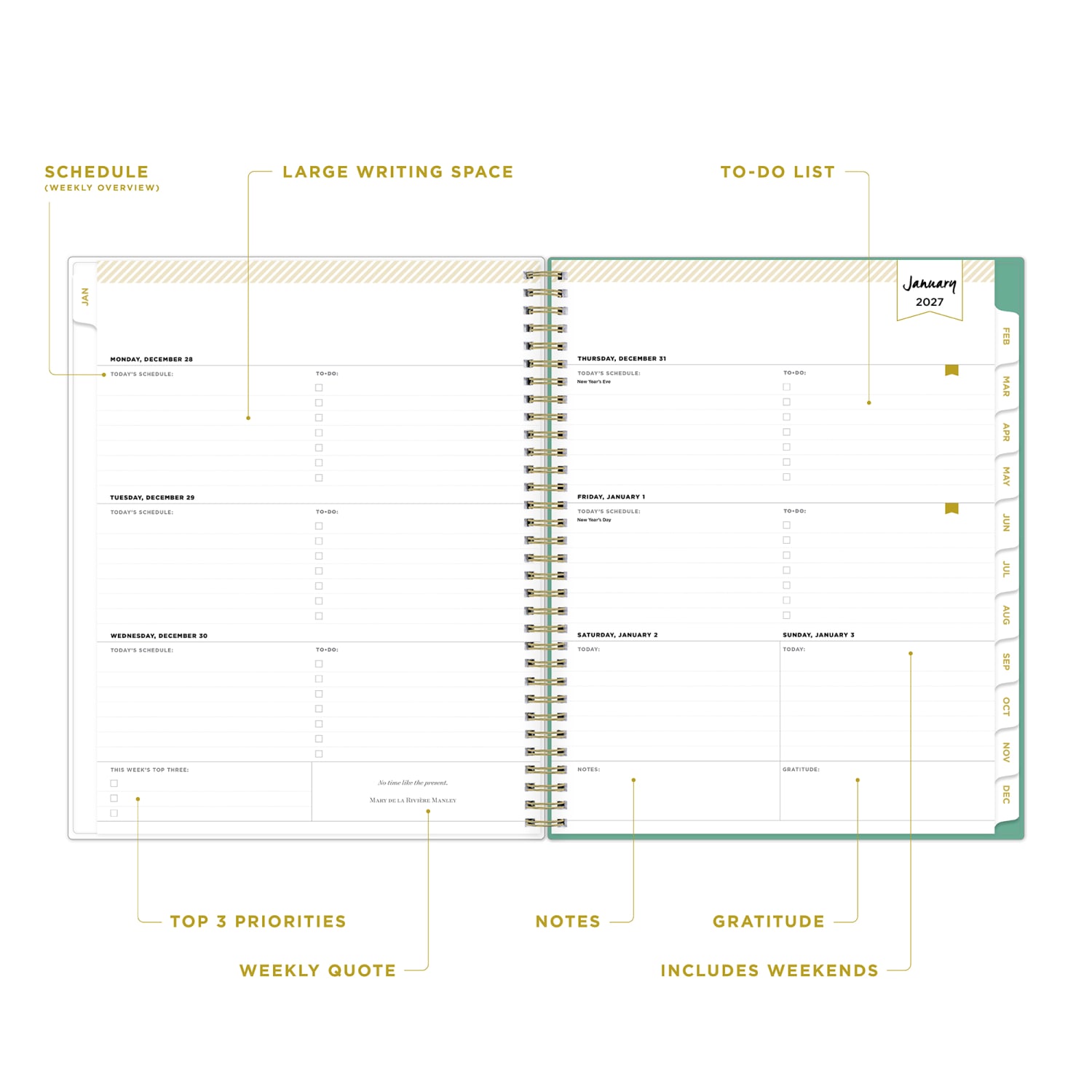 2027 Blue Sky Peyton White Weekly/Monthly Planning Calendar, 8.5x11, 0%, CYO, Jan-Dec, RY27 - Image 3