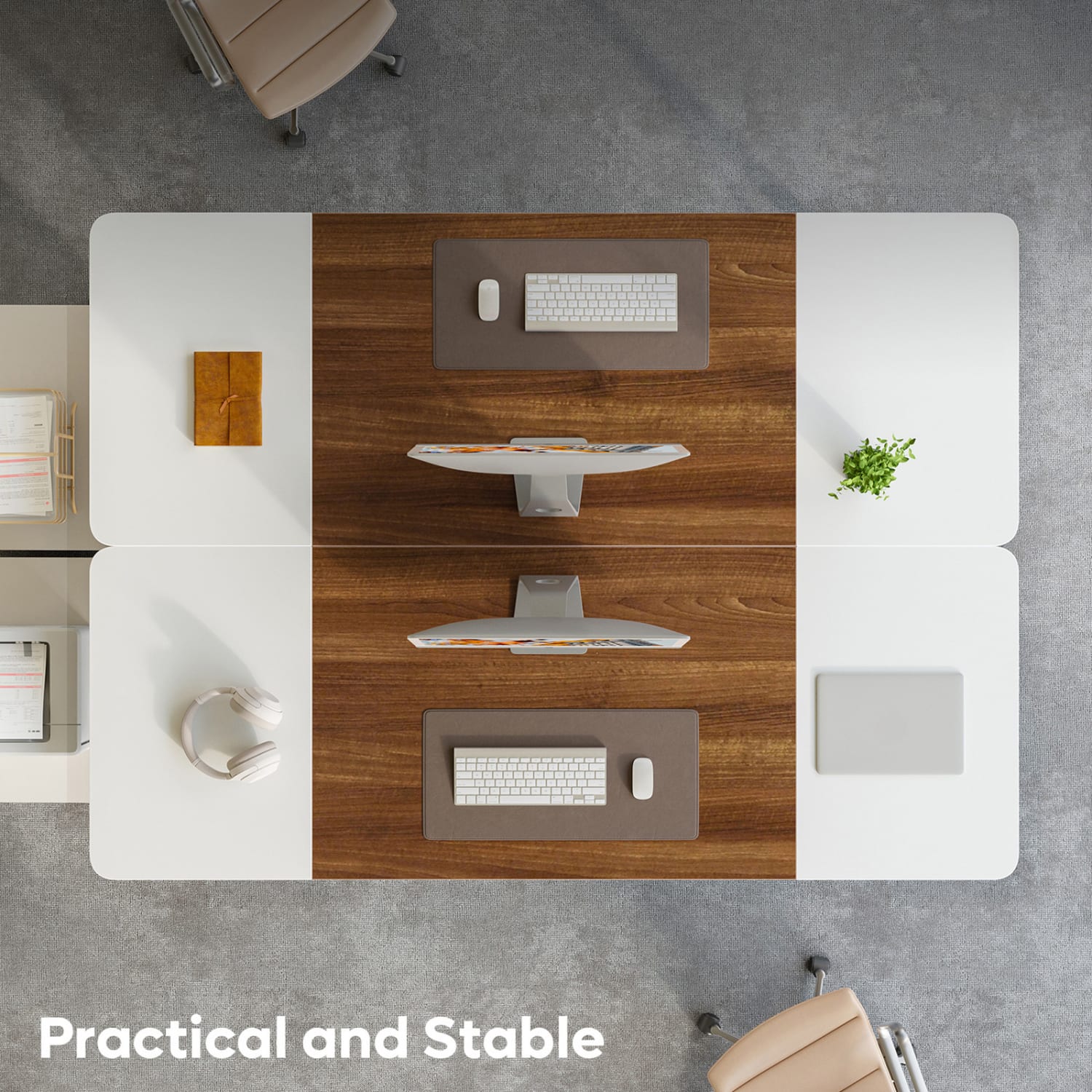 Pinmoco 63in Ergonomic Engineered Wood Modern Home Office Computer Desk, White, H106516NANCAB - Image 4