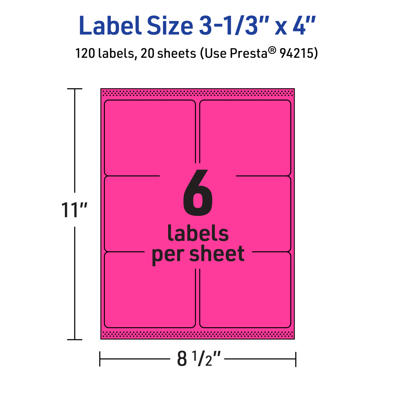 Avery Printable Labels With Sure Feed Technology, 94215-NMP20, Rectangle, 3-1/3in x 4in, Matte Neon Magenta, Pack of 120 - Image 6