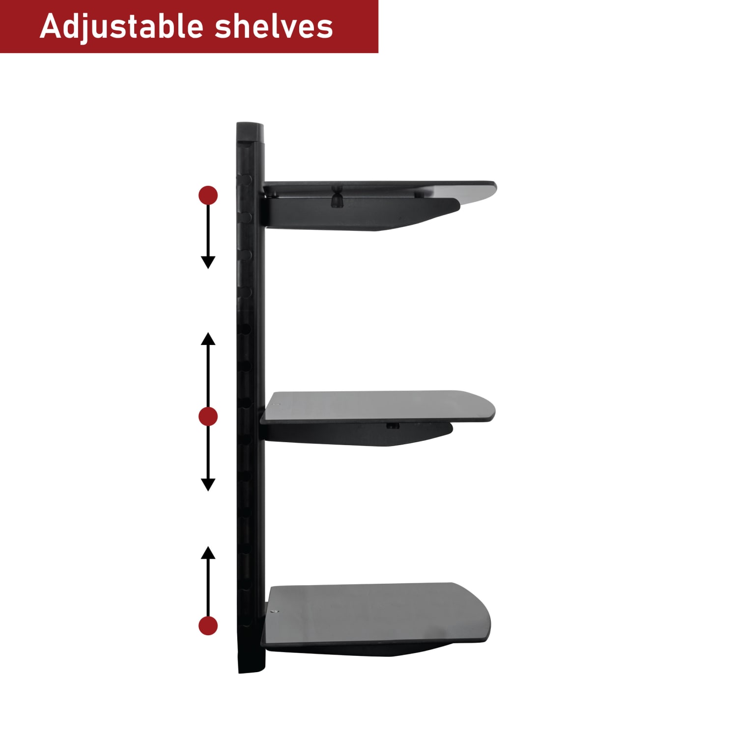 MegaMounts Tempered Glass 3-Shelf Multimedia Mounting Unit, 9.84inH x 23.62inW x 14.17inD, Black - Image 6