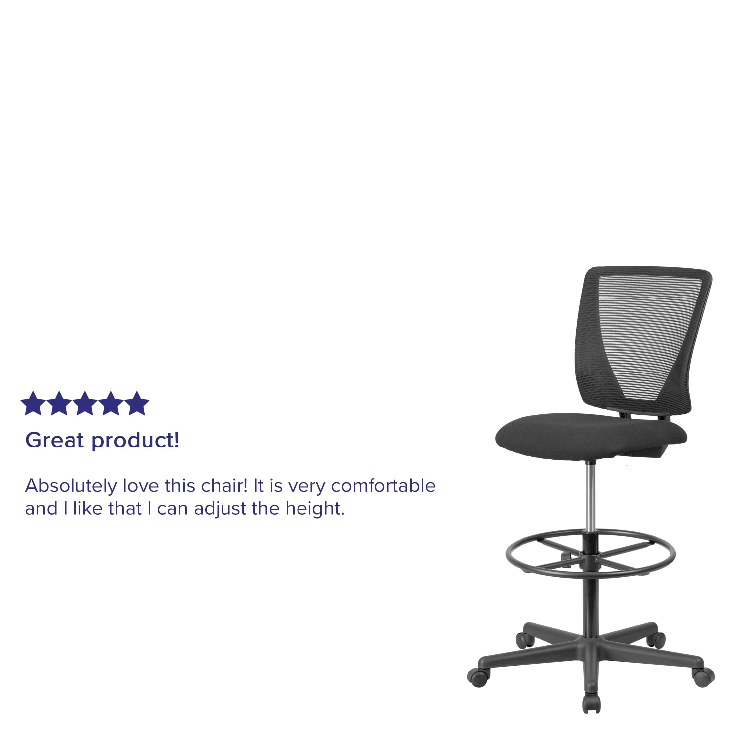 Flash Furniture Ergonomic Mesh Mid-Back Drafting Chair, Black - Image 5