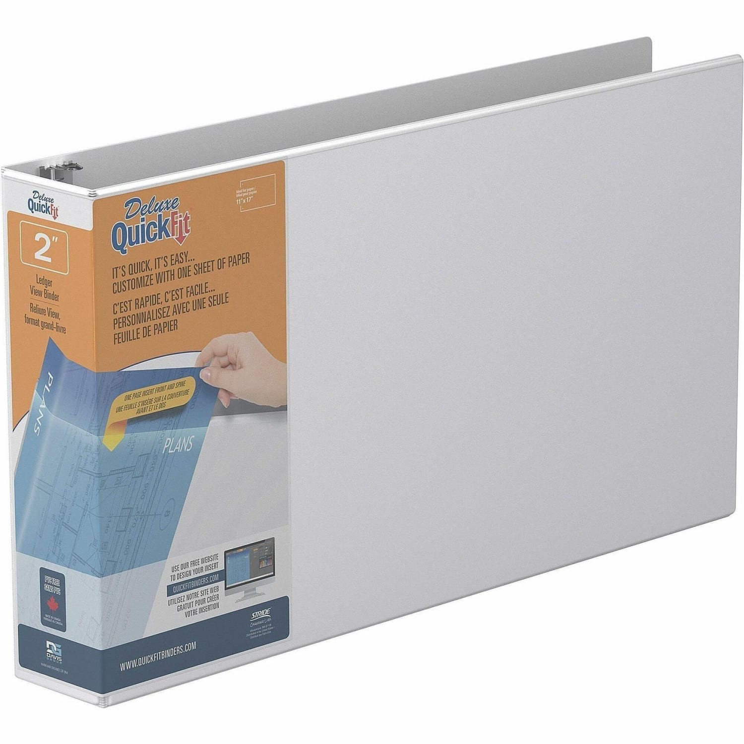 QuickFit 3-Ring Binder, Spreadsheet, 2in Locking Angle D-Rings, White - Image 5