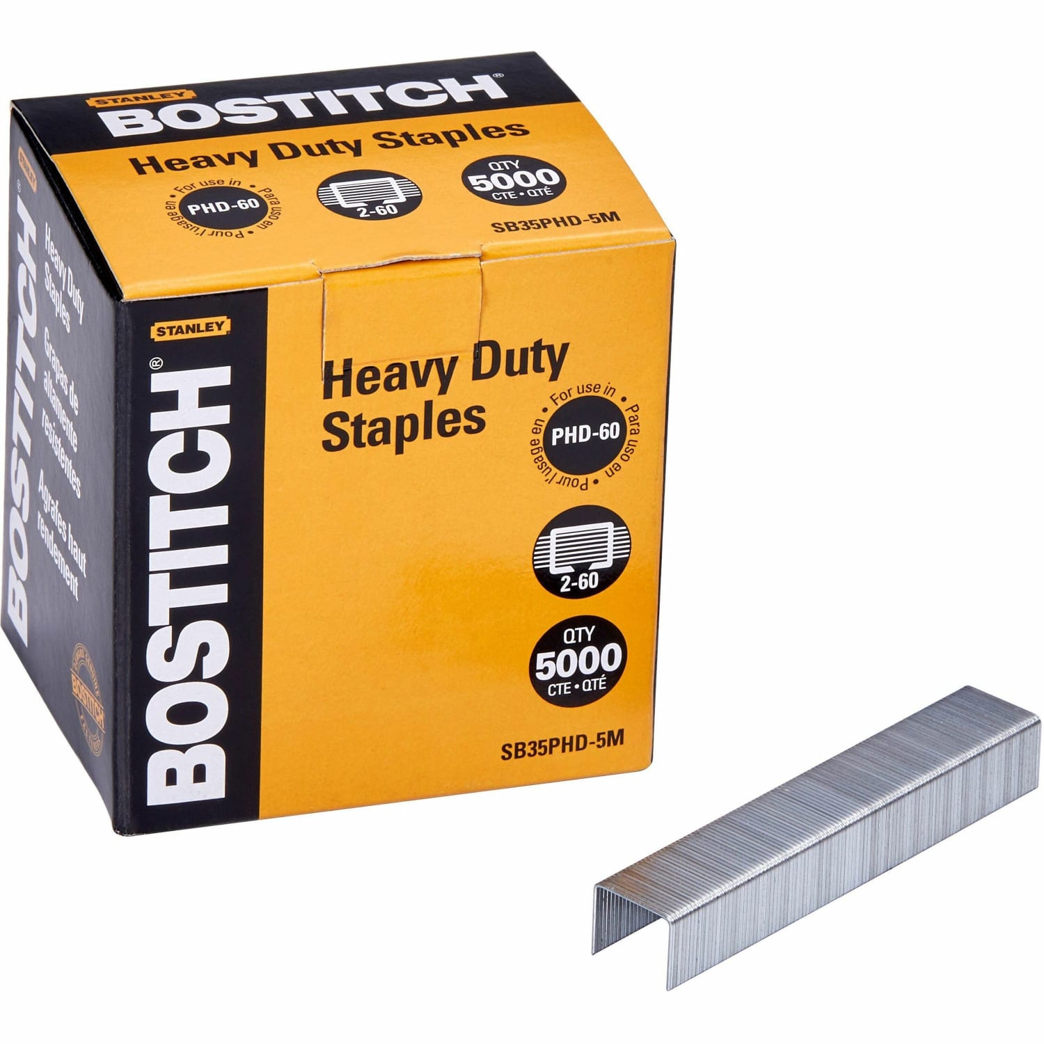 Bostitch PHD-60 Stapler Heavy Duty Premium Staples - Heavy Duty - Holds 60 Sheet(s) - Chisel Point - Silver5000 / Box - Image 3