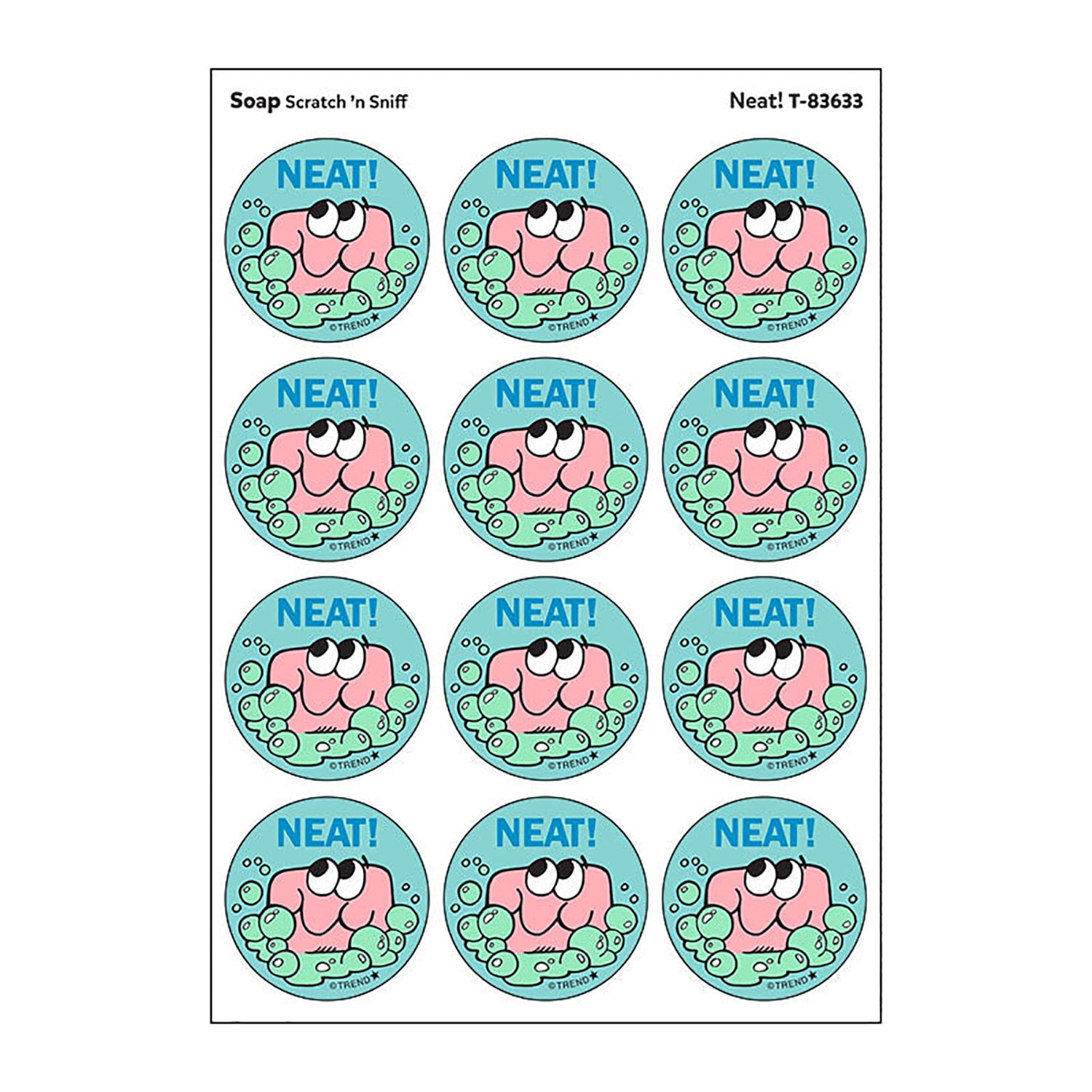 Trend Retro Scratch N Sniff Stinky Stickers, Neat!/Soap Scent, 24 Stickers Per Pack, Bundle Of 6 Packs - Image 3