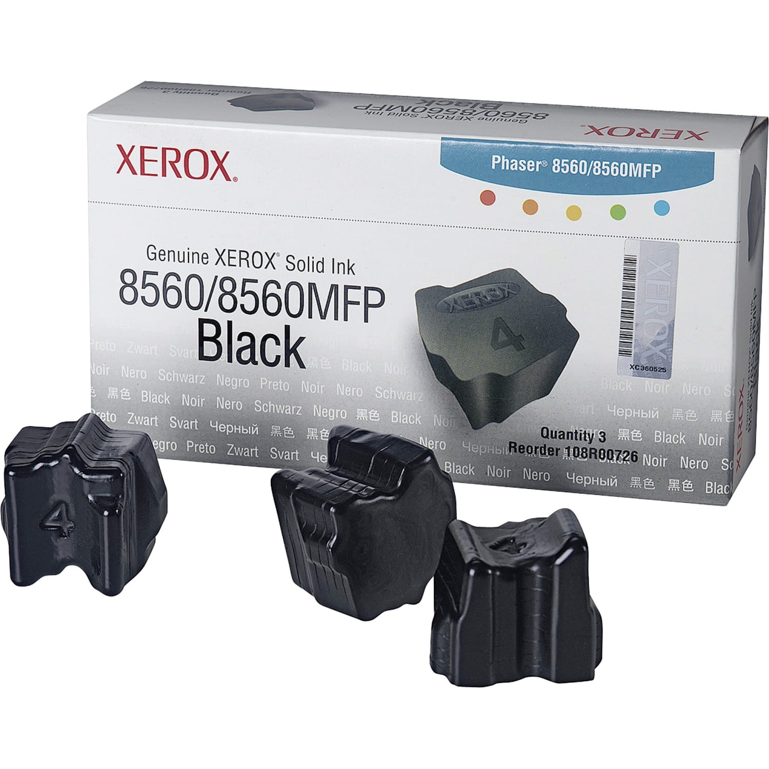 Xerox 8560 Phaser Black Solid Ink, Pack Of 3, 108R00726 - Image 3