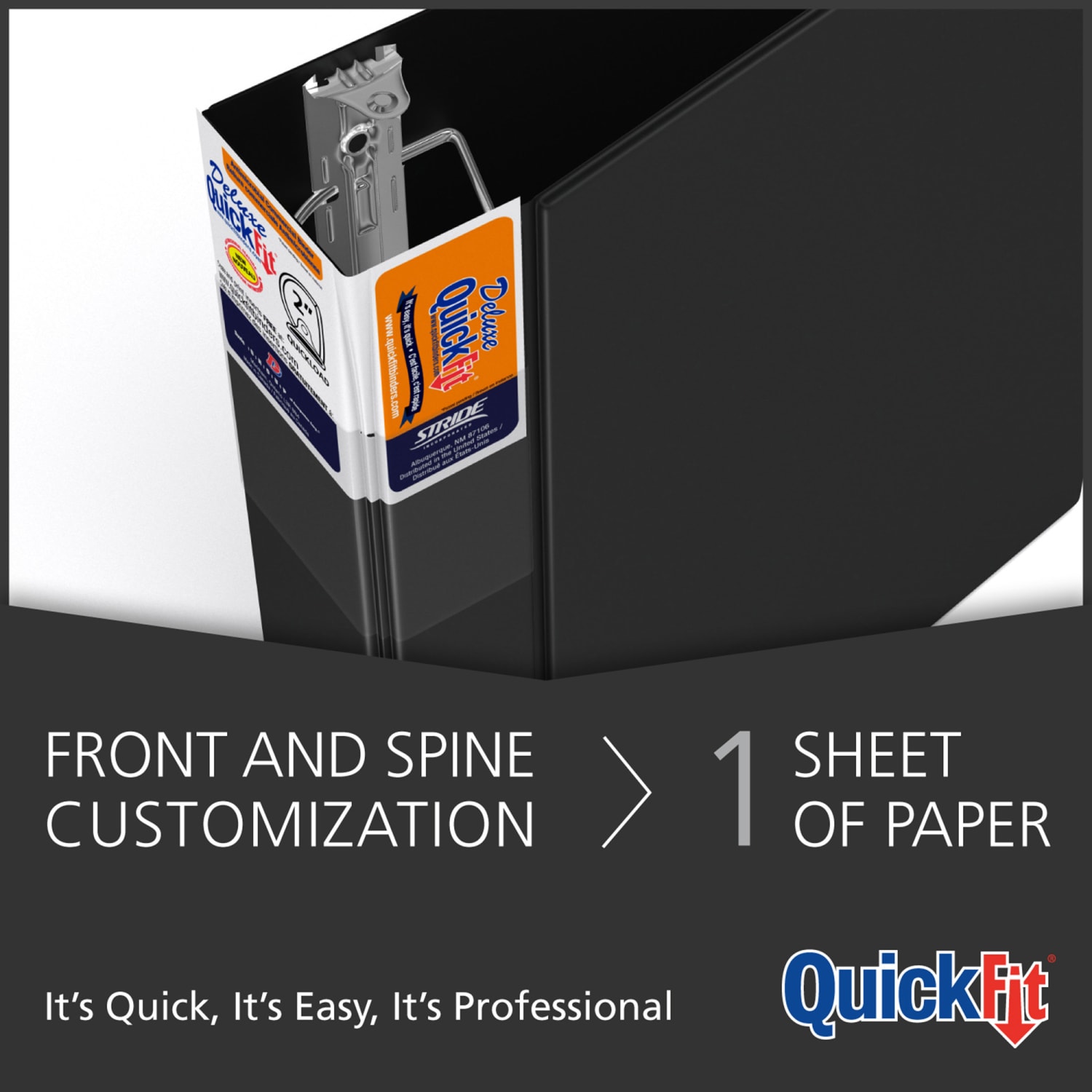 QuickFit Space-Saving Commercial 3-Ring Binder, 5in D-Rings, 50% Recycled, Black - Image 5