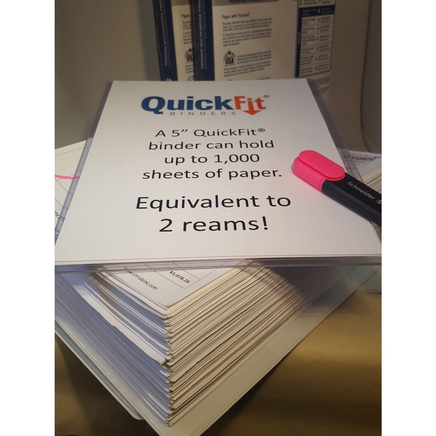 QuickFit Space-Saving Commercial 3-Ring Binder, 5in D-Rings, 50% Recycled, Black - Image 6