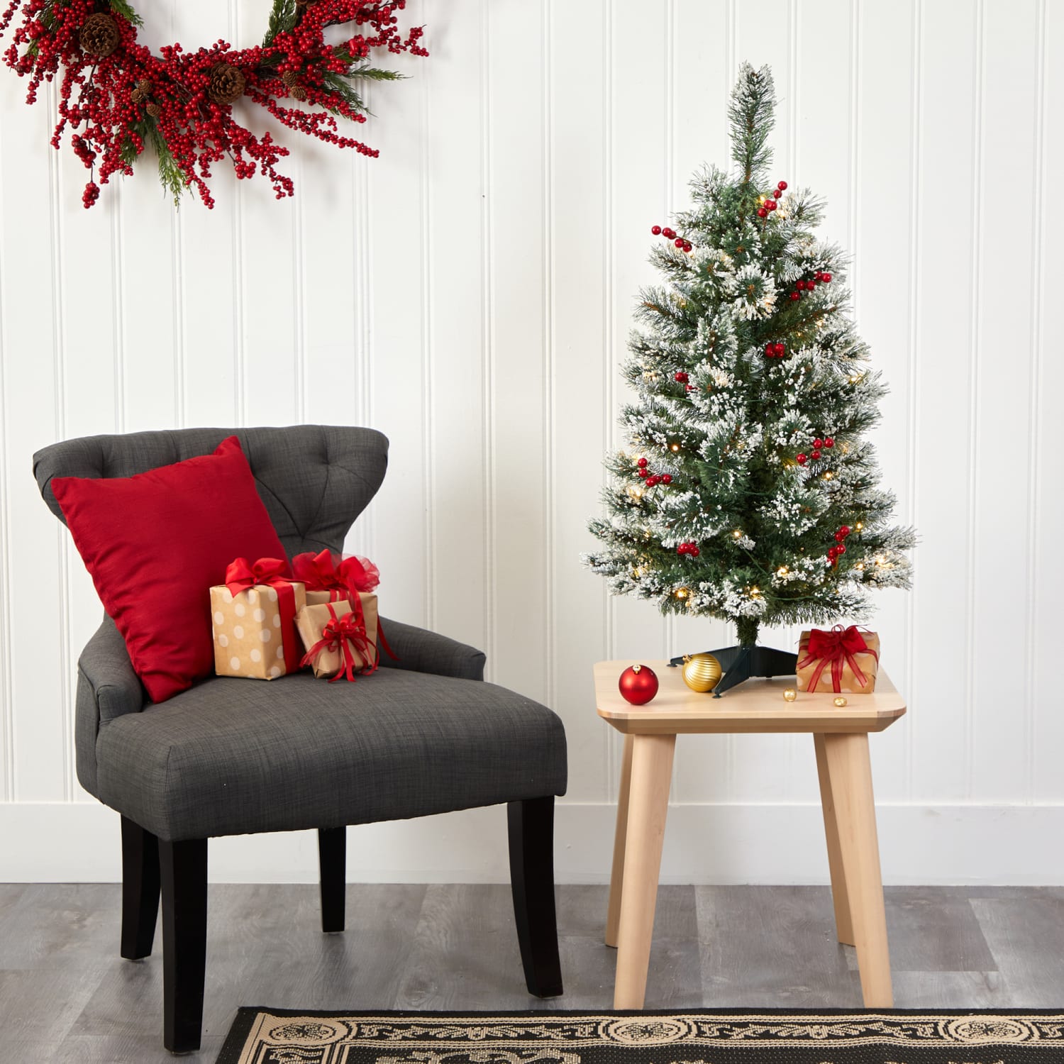 Nearly Natural Frosted Swiss Pine Artificial Christmas Tree, 3'H - Image 6