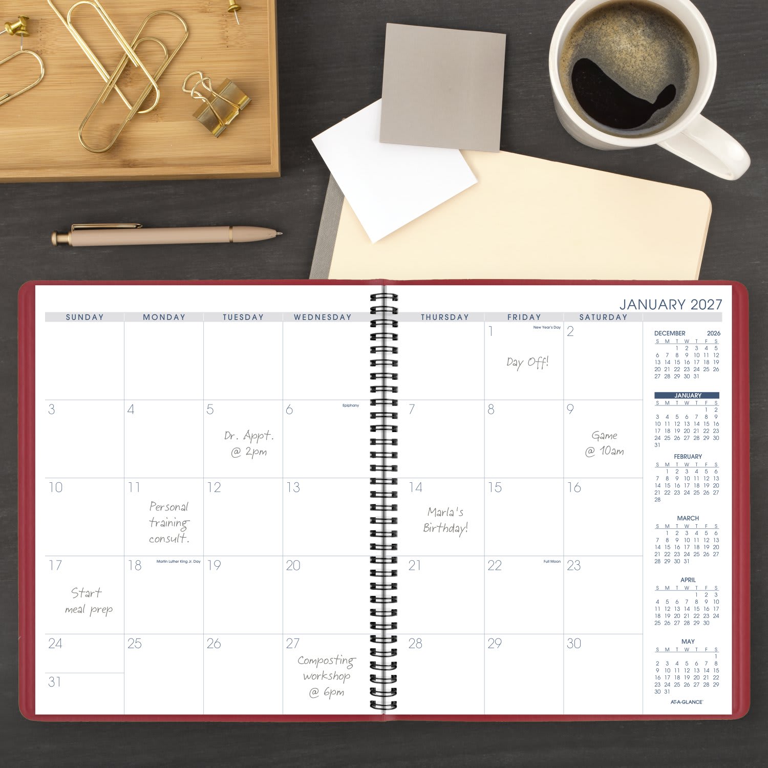 AT-A-GLANCE 2027 15-Month Monthly Planner, Red, Large, 9in x 11in - Image 3