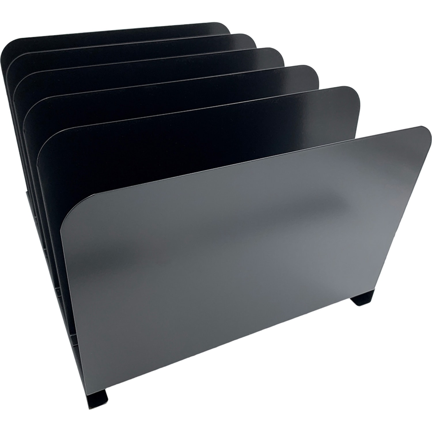 Huron Vertical Desk Organizer - 5 Compartment(s) - Vertical - 7.75in Height x 11in Width x 12.50in Depth - Durable - Black - Steel - 1 Each - Image 3