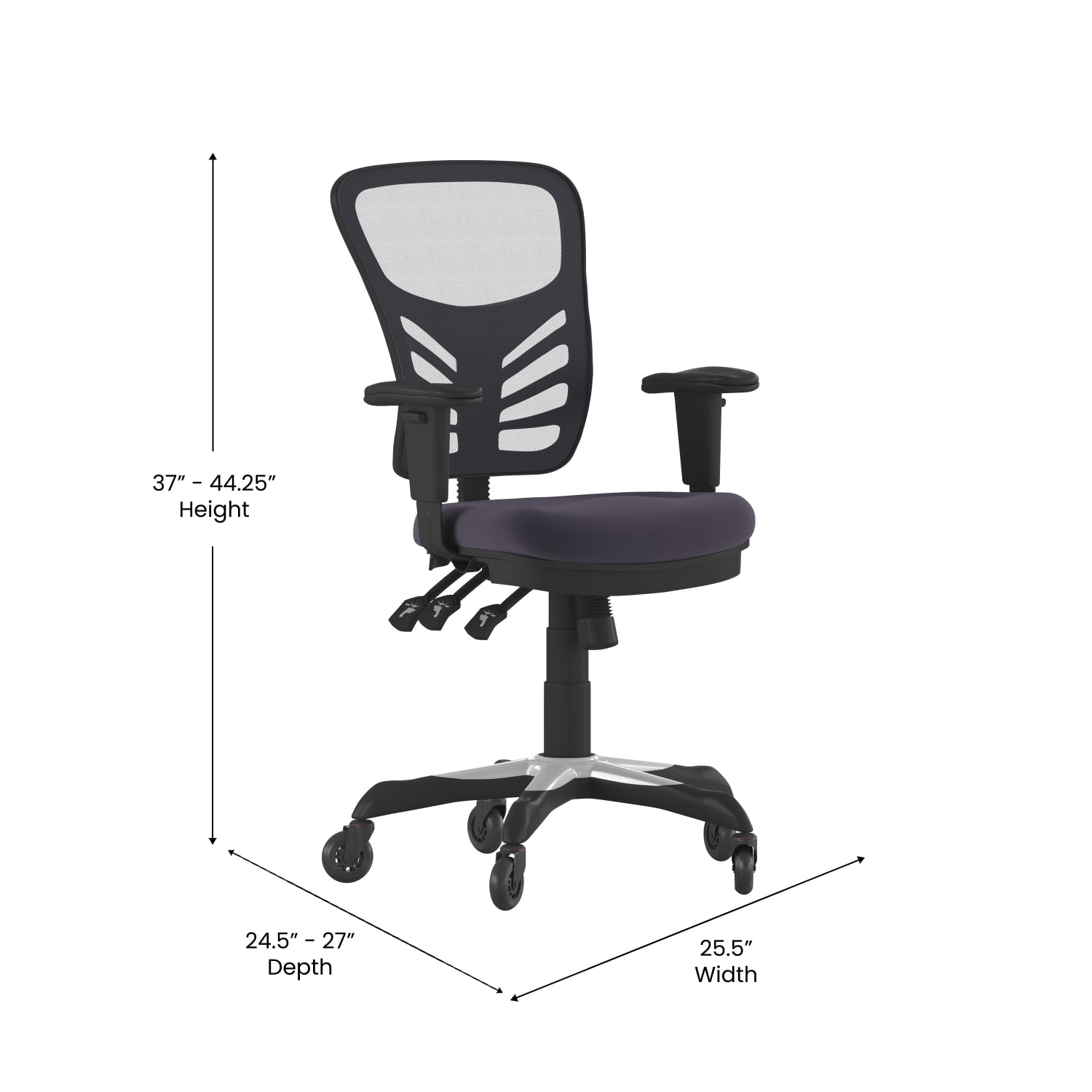 Flash Furniture Nicholas Ergonomic Mesh Mid-Back Multifunction Executive Swivel Office Chair, Dark Gray/Black - Image 6