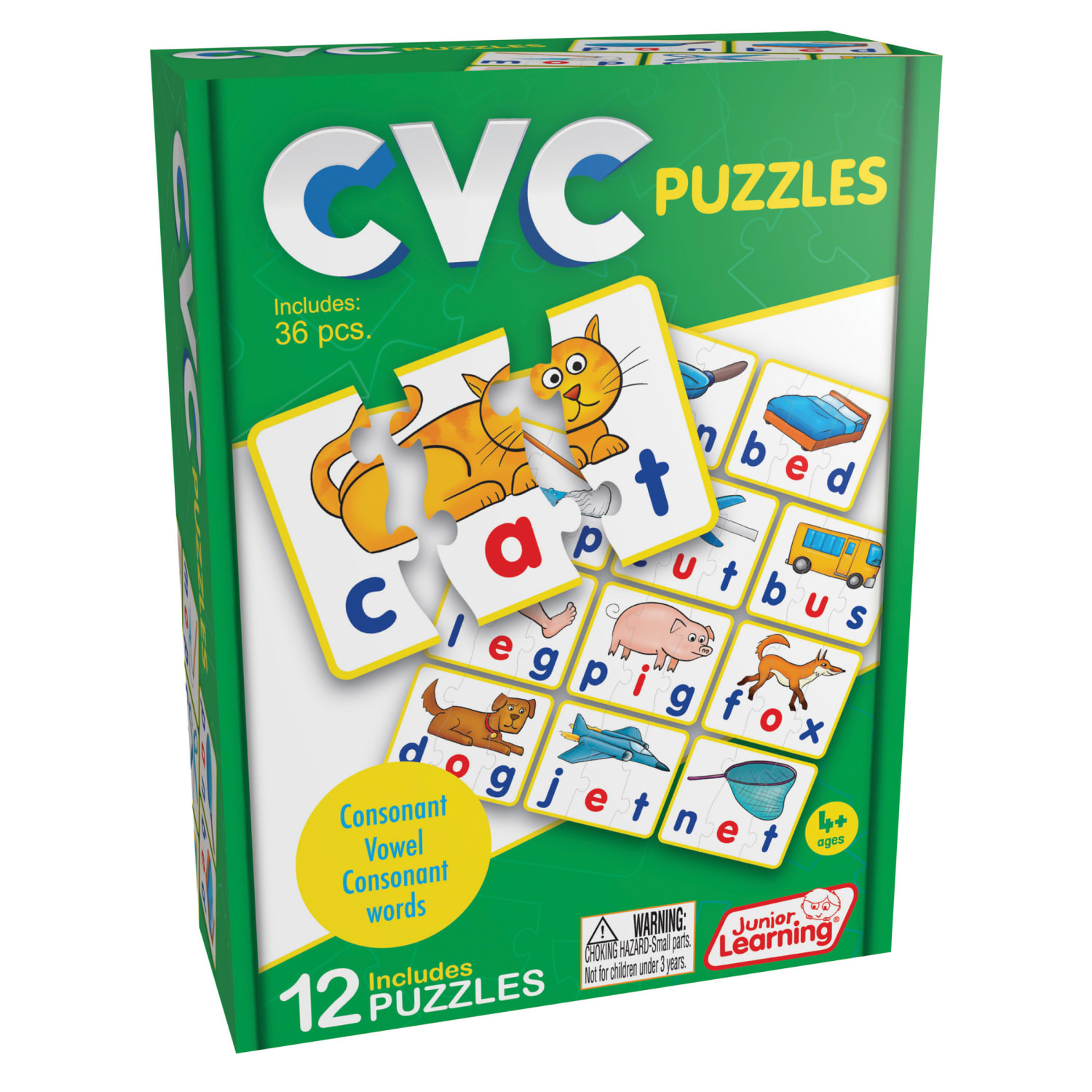 Junior Learning Puzzles, CVC, Set Of 12 Puzzles, Pack Of 3 Sets - Image 3