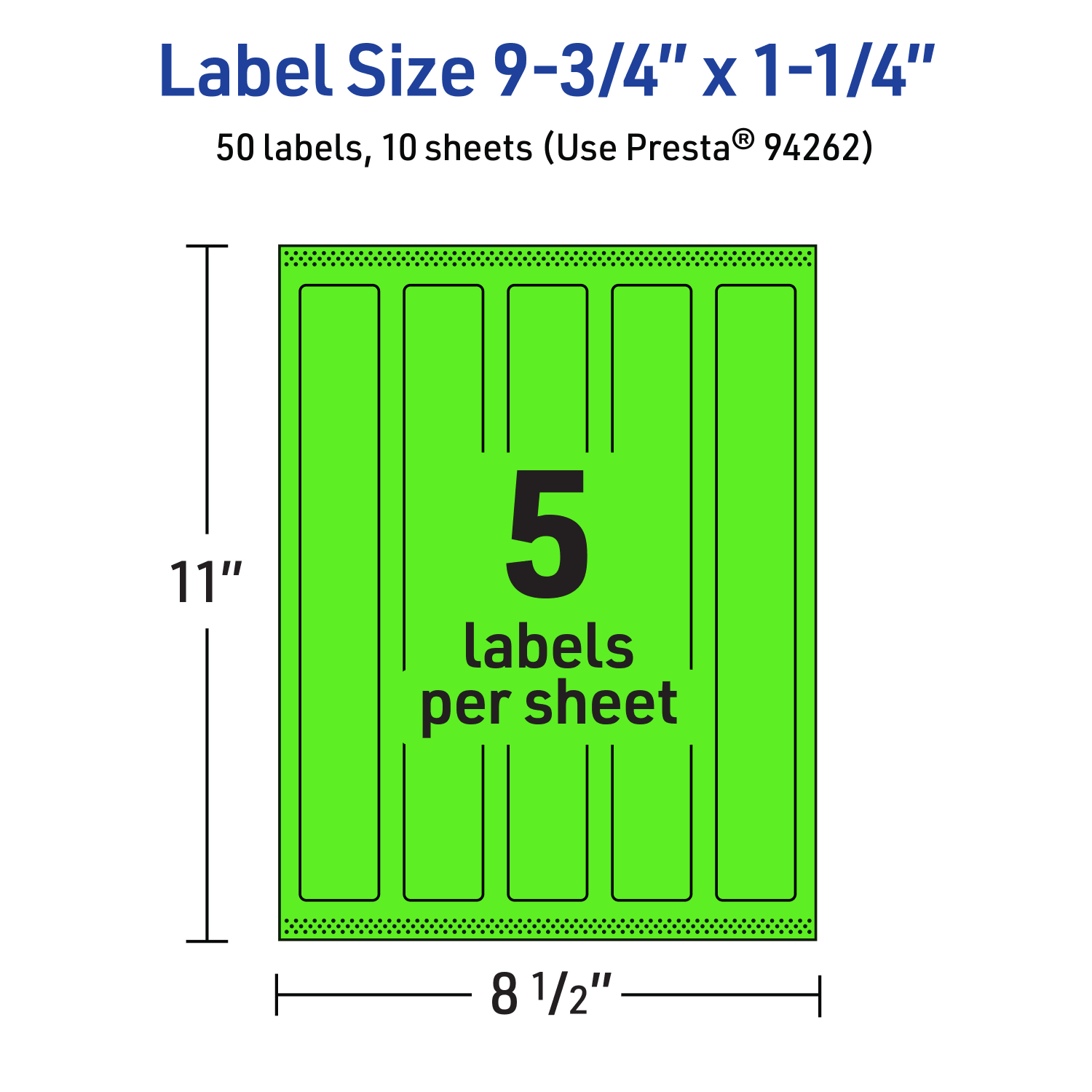 Avery Print-To-The-Edge Labels With Sure Feed Technology, 94262-NGP10, Rectangle, 9-3/4in x 1-1/4in, Matte Neon Green, Pack of 50 - Image 6