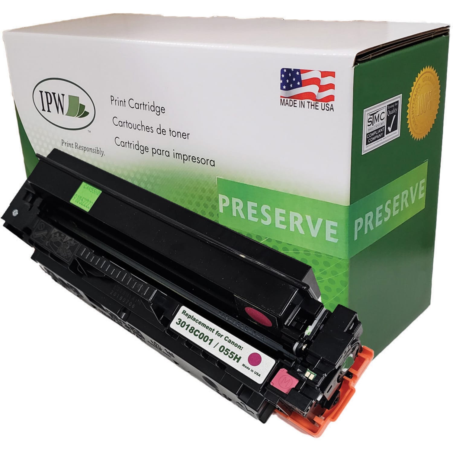 IPW Preserve CAN55HM-ODP Remanufactured Magenta High Yield Toner Cartridge Replacement For Canon 3018C001