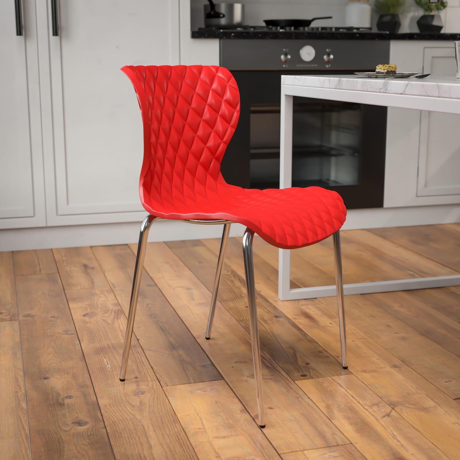 Flash Furniture Lowell Contemporary Design Plastic Stack Chair, Red - Image 3