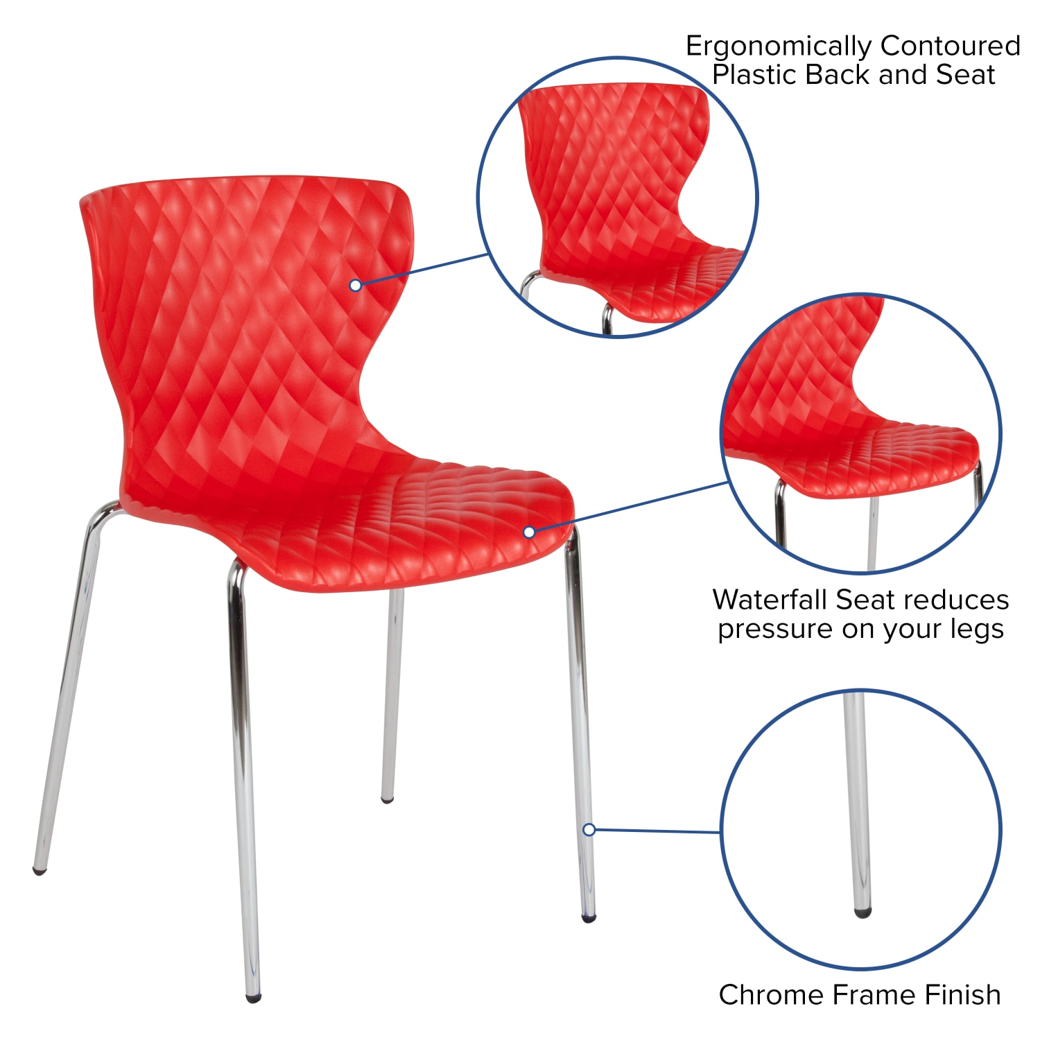 Flash Furniture Lowell Contemporary Design Plastic Stack Chair, Red - Image 4