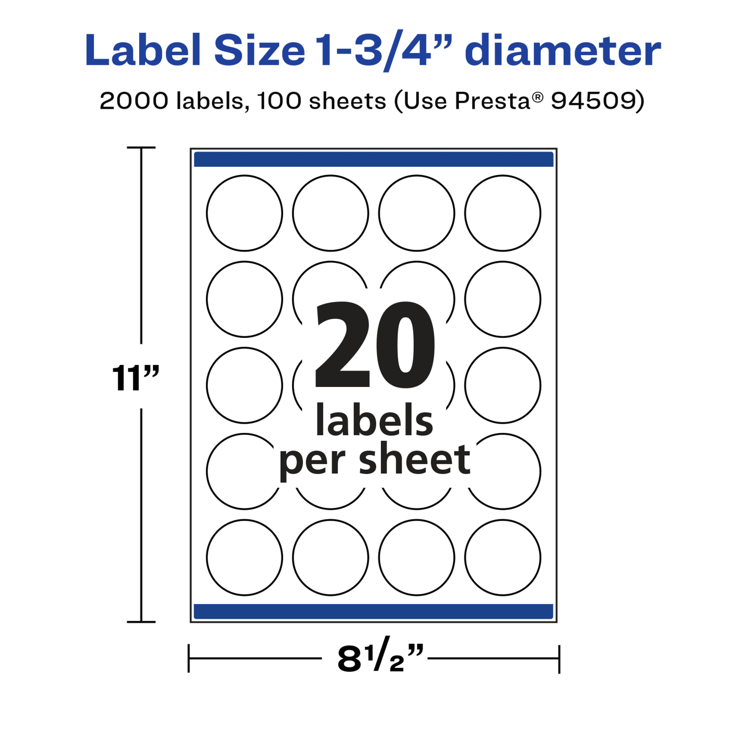 Avery Glossy Permanent Labels With Sure Feed, 94509-WGP100, Round, 1-3/4in Diameter, White, Pack Of 2,000 - Image 6