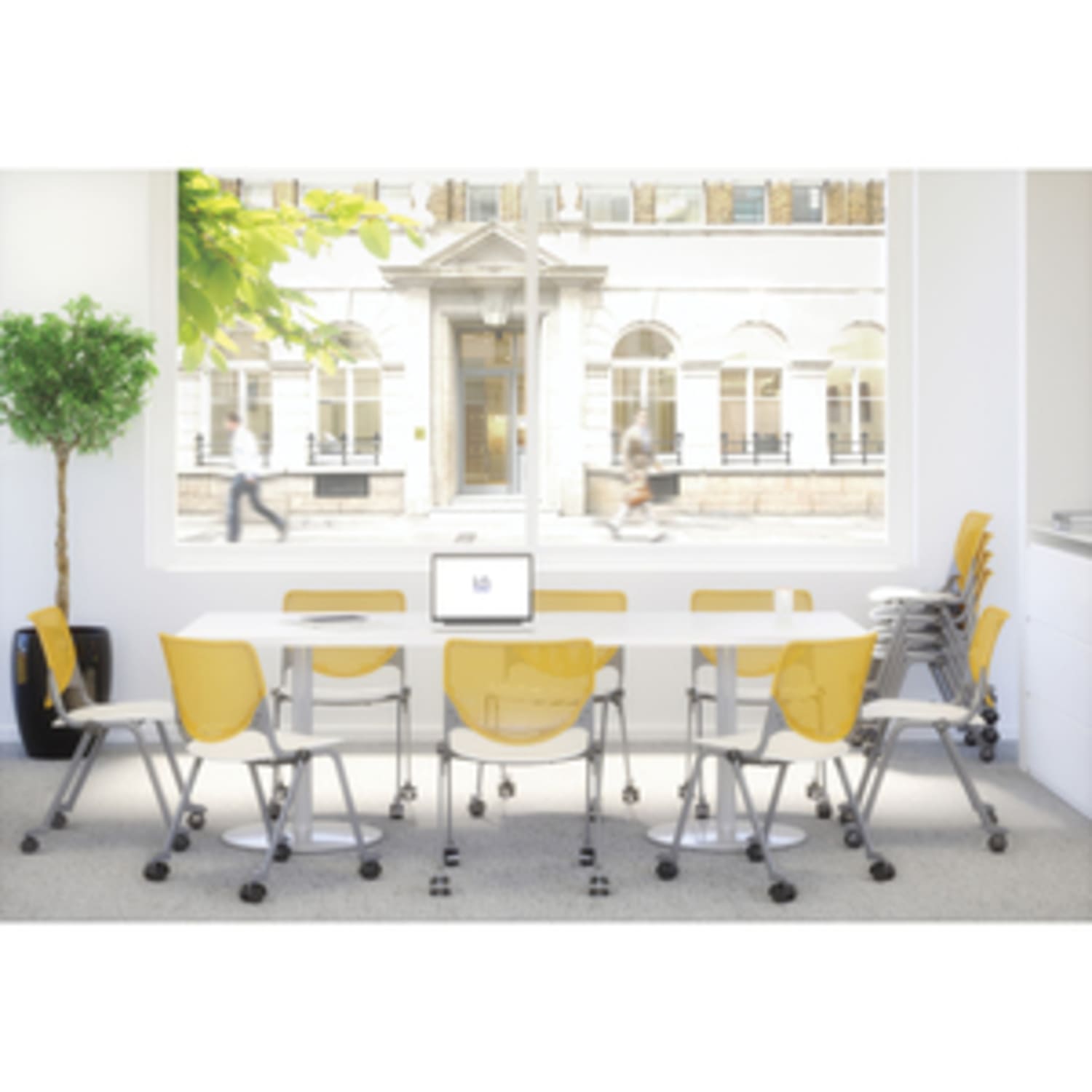KFI Studios KOOL Stacking Chair YellowSilver PopularChairscom