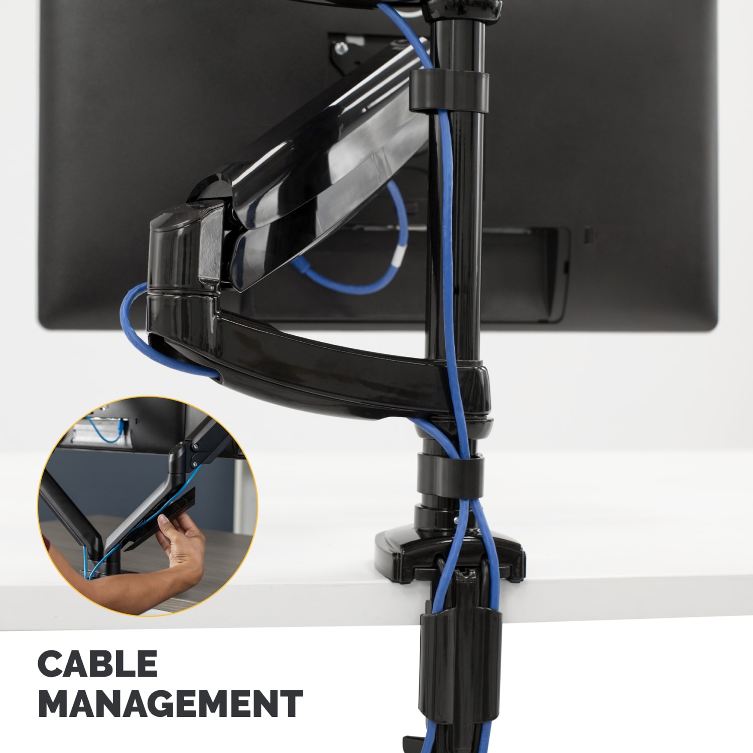 Fellowes Platinum Series Dual-Stacking Arm For Monitors Up To 27in, 27 3/16inH x 35 3/8inW x 3 1/4inD, Black, 8043401 - Image 6