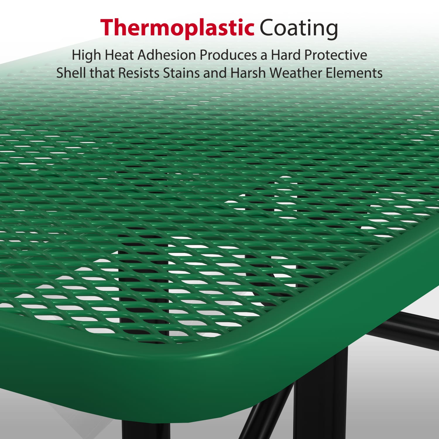 Leisure Craft Rectangle ADA Outdoor Picnic Table, 29-11/16inH x 96inW x 62inD, Black/Green - Image 5
