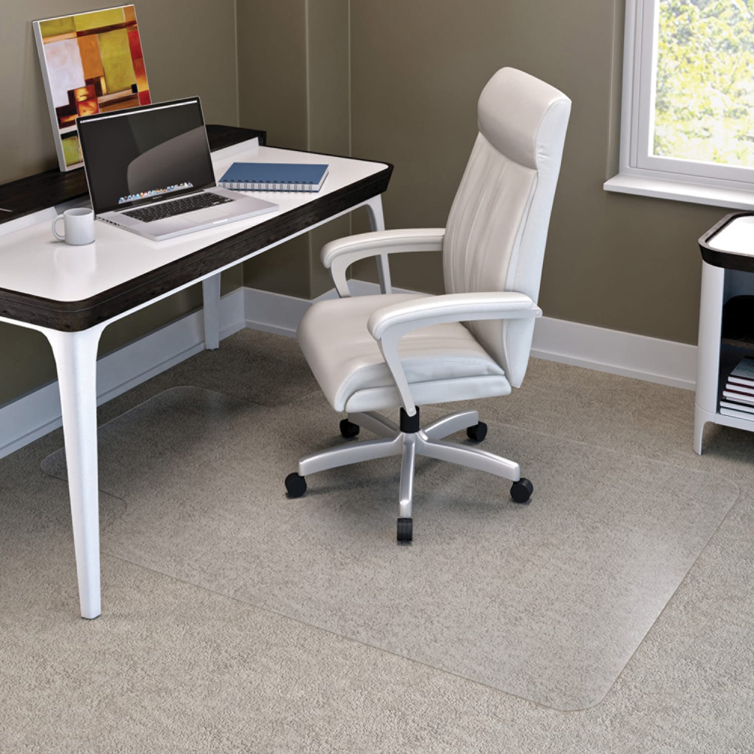 Deflecto Glass Clear Chair Mat, For Medium Pile Carpets, With Lip, 36in x 48in, Clear - Image 4