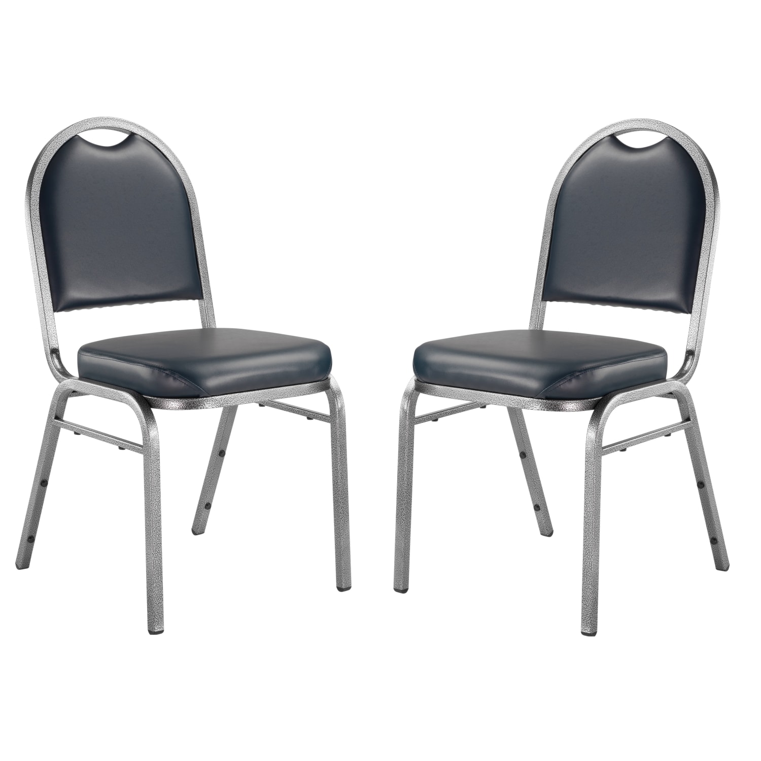 National Public Seating Dome Back Stacking Banquet Chairs Vinyl Midnight BlueSilvervein Set Of 2 PopularChairscom