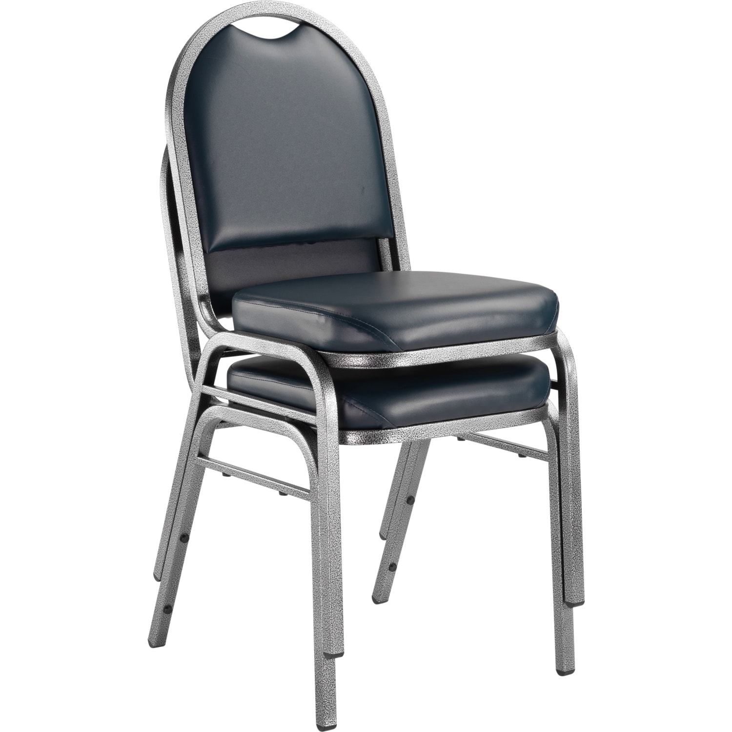 National Public Seating Dome Back Stacking Banquet Chairs Vinyl Midnight BlueSilvervein Set Of 2 PopularChairscom
