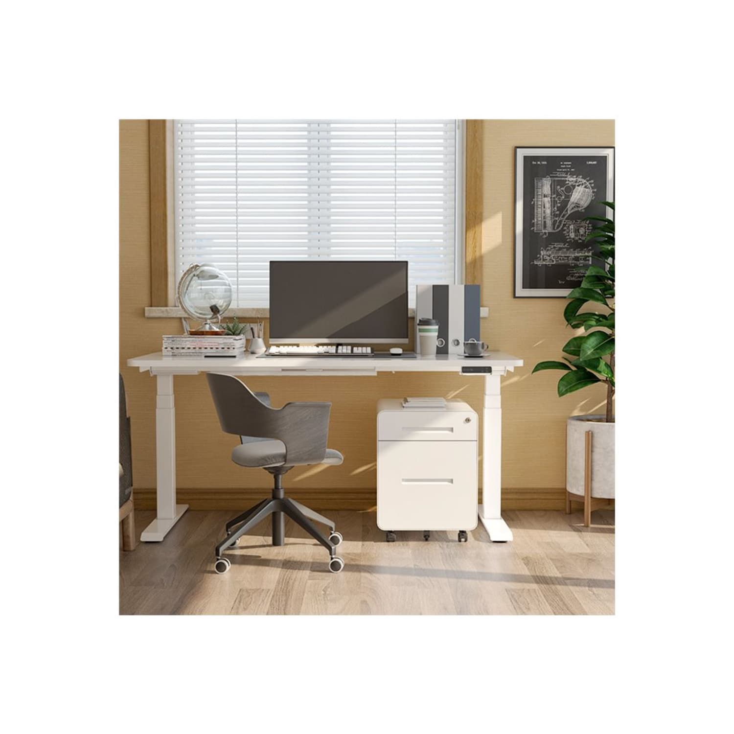 FlexiSpot E7 55inW Height-Adjustable Standing Desk, White - Image 5