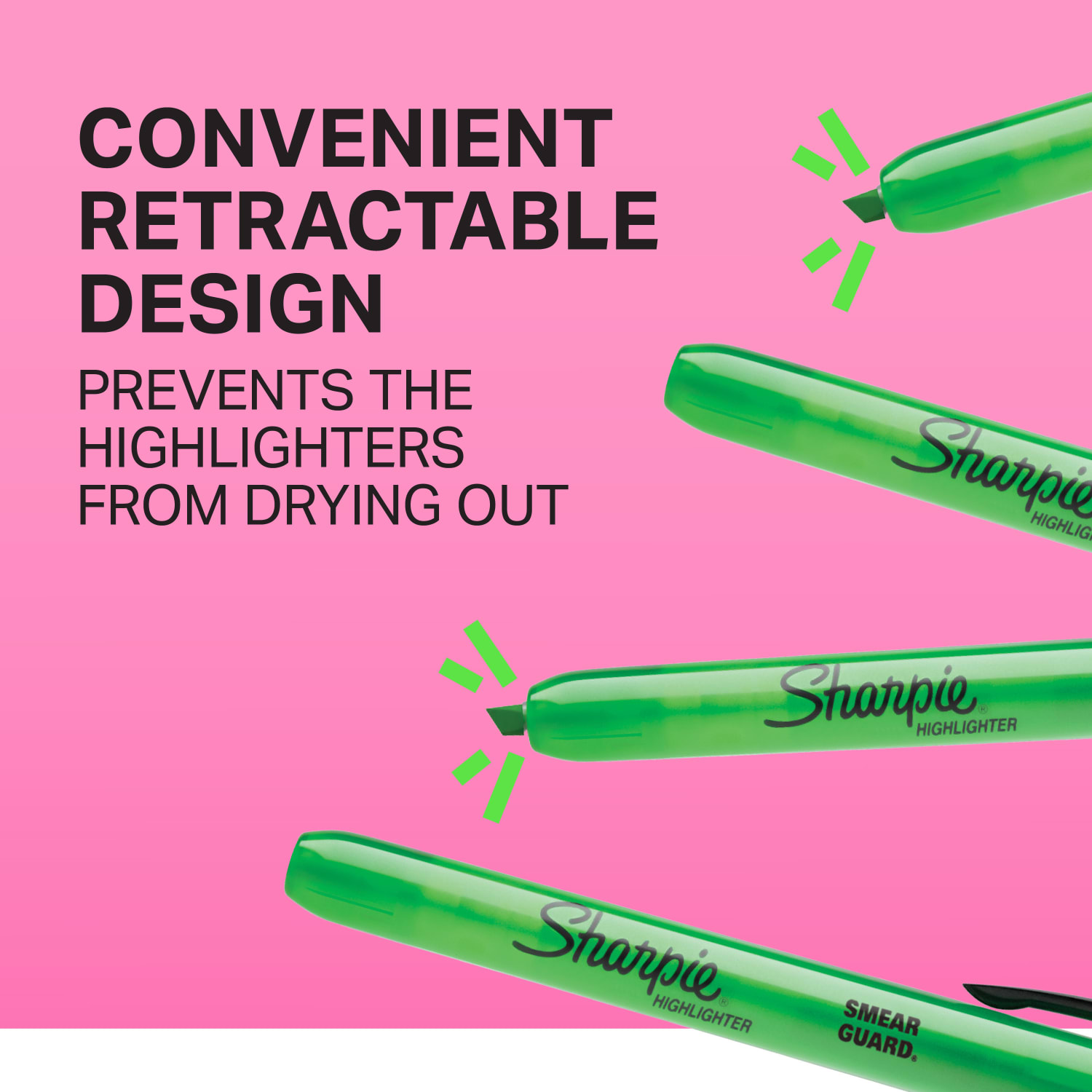Sharpie Retractable Highlighters, Fluorescent Yellow, Pack Of 12 - Image 3