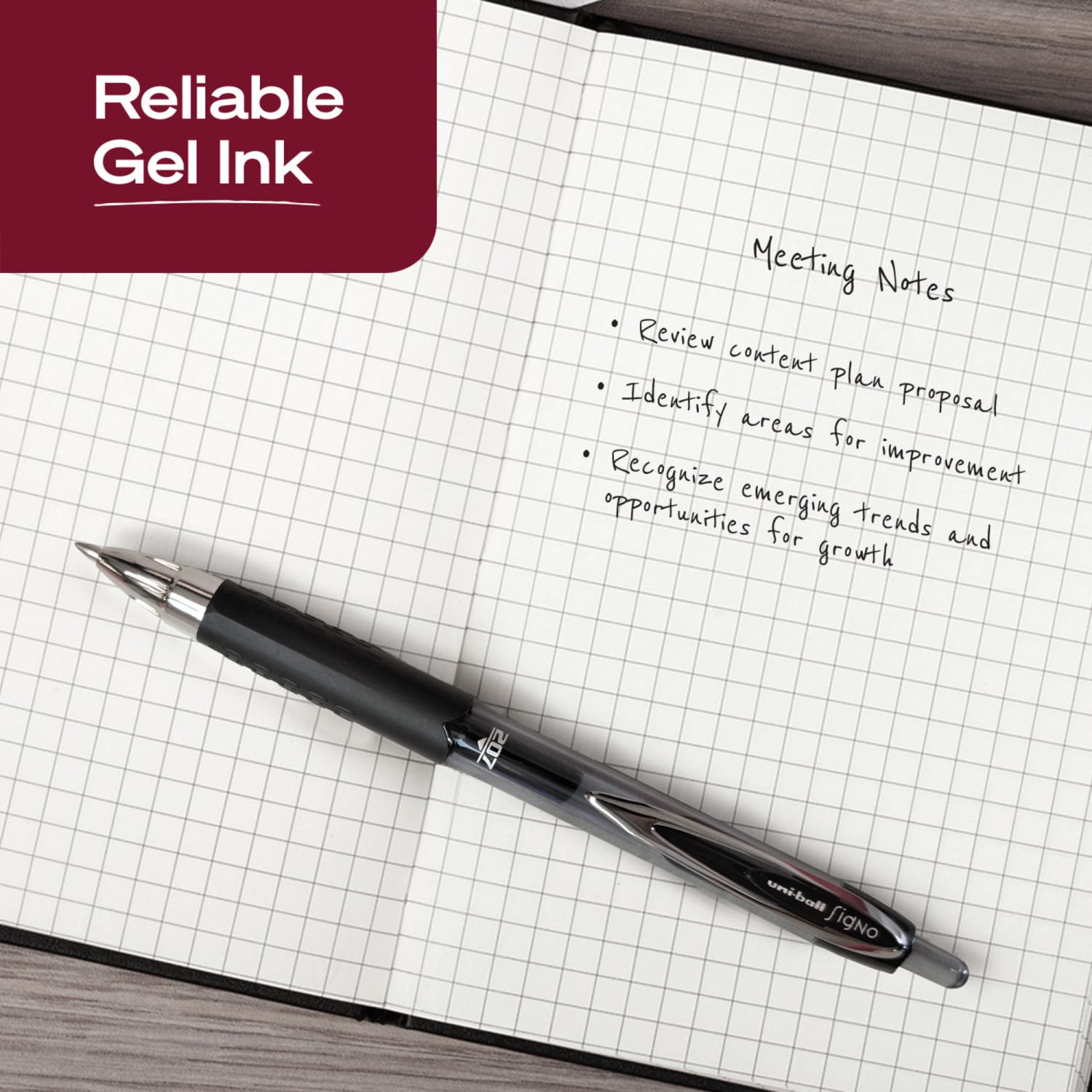 uni-ball 207 Retractable Fraud Prevention Gel Pens, Medium Point, 0.7 mm, Black Barrels, Black Ink, Pack Of 12 Pens - Image 4