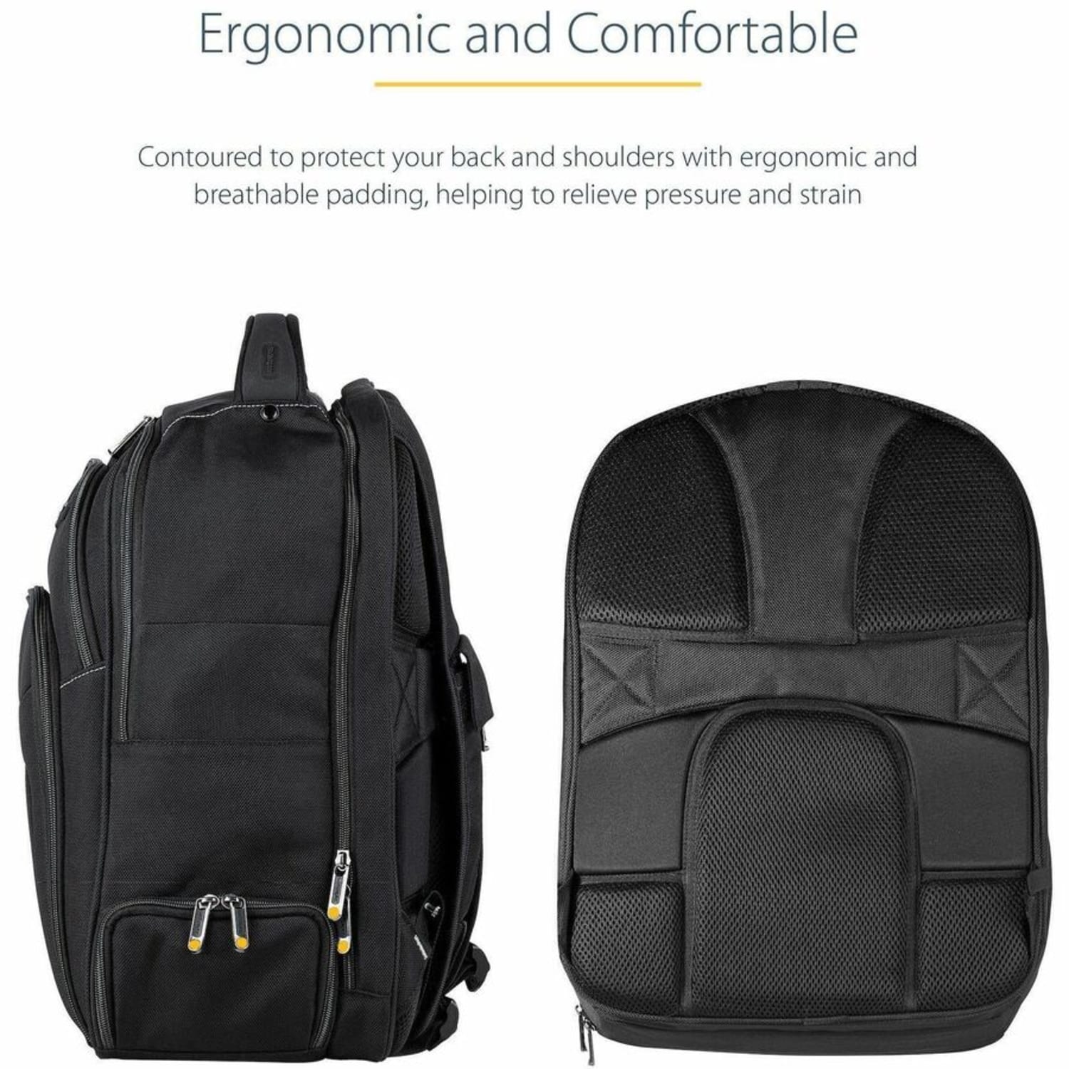 StarTech.com 17.3in Laptop Backpack, Removable Accessory Case, Business Travel Backpack, Ergonomic Commuter Bag, Notebook & Tablet Pockets - Image 6