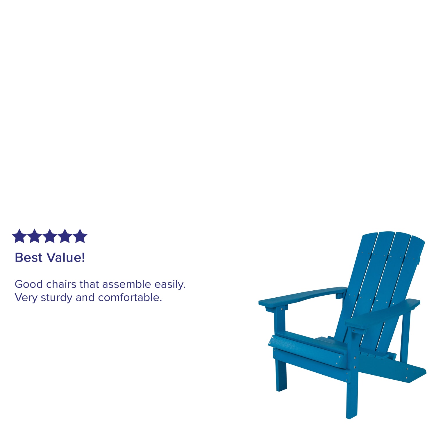Flash Furniture Charlestown All-Weather Poly Resin Wood Adirondack Chairs, Blue, Set Of 2 Chairs - Image 6