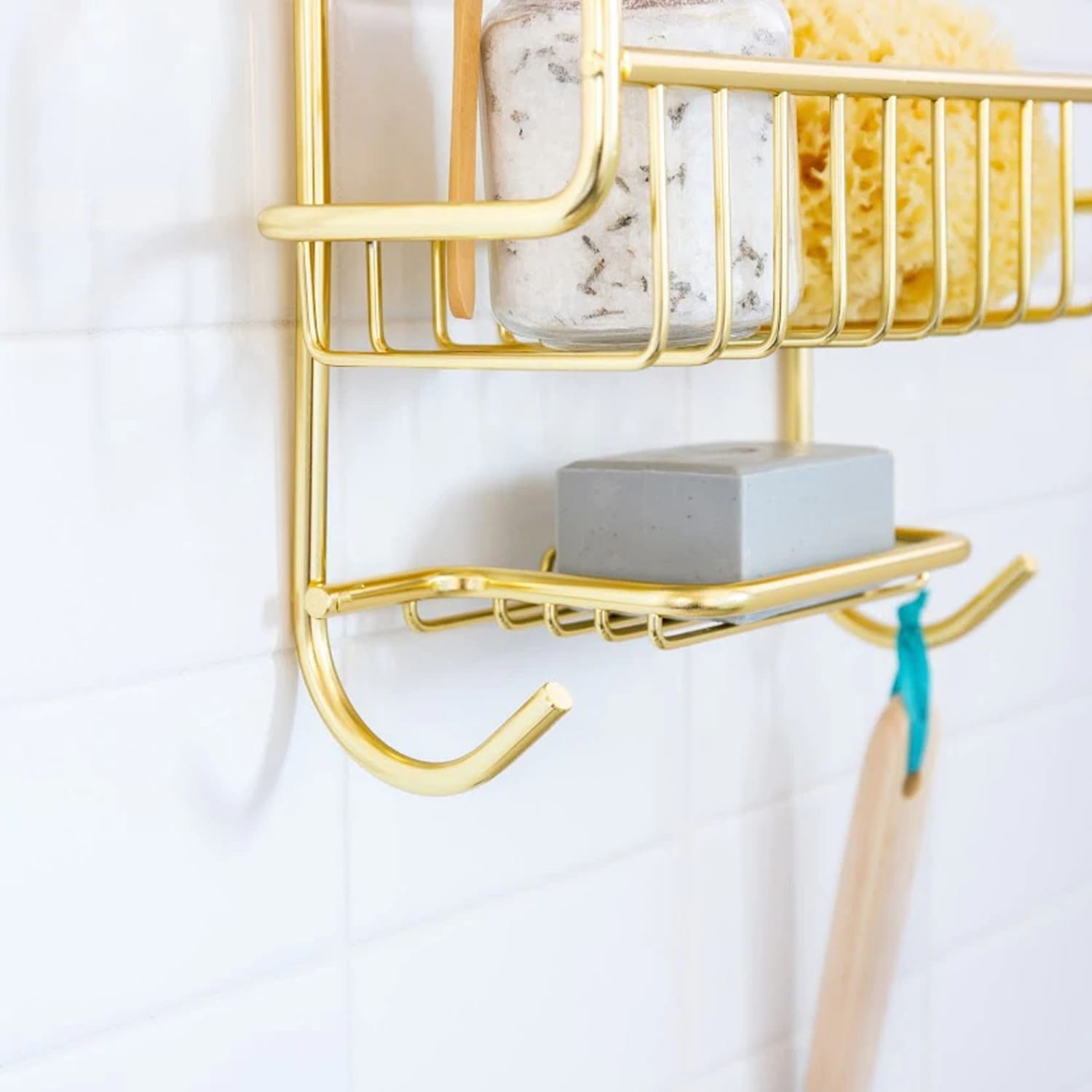 Better Houseware Rust-Proof Extra-Large Shower Caddy, 27-1/2inH x 11-3/4inW x 4-3/8inD, Gold - Image 5