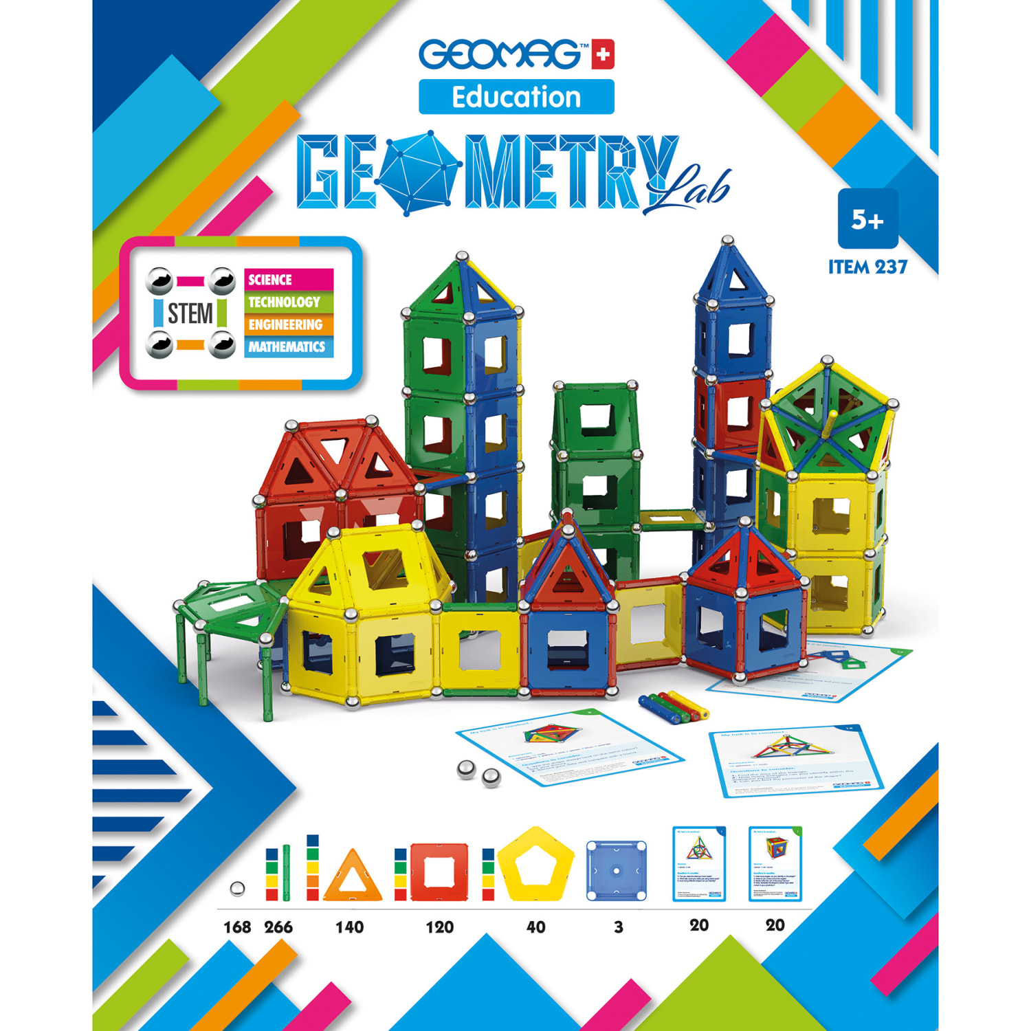 Geomag Geometry Lab, 100% Recycled, Assorted Colors, Grades K-5, Set Of 778 Pieces - Image 3