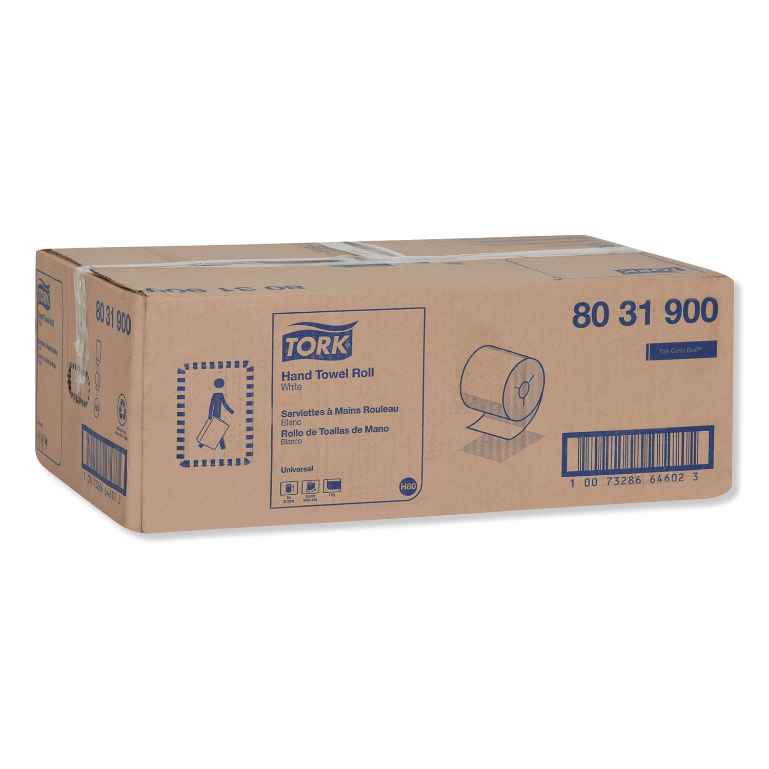 Tork Universal Hand Towel Roll, Notched, 1-Ply, 8in x 800 ft, White, 6 Rolls/Carton - Image 3