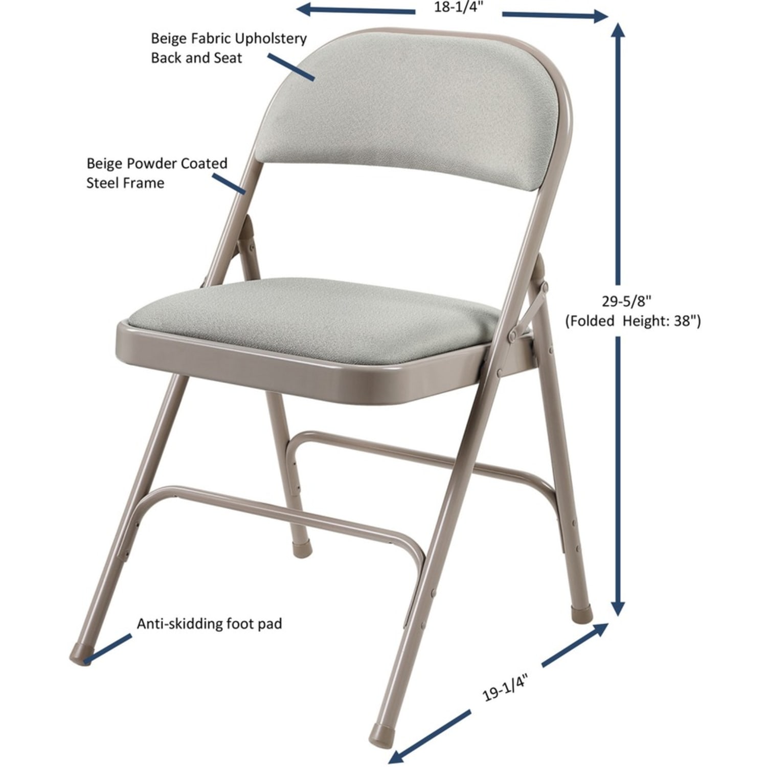 Lorell Padded Steel Folding Chairs Beige Set Of 4 Chairs PopularChairscom