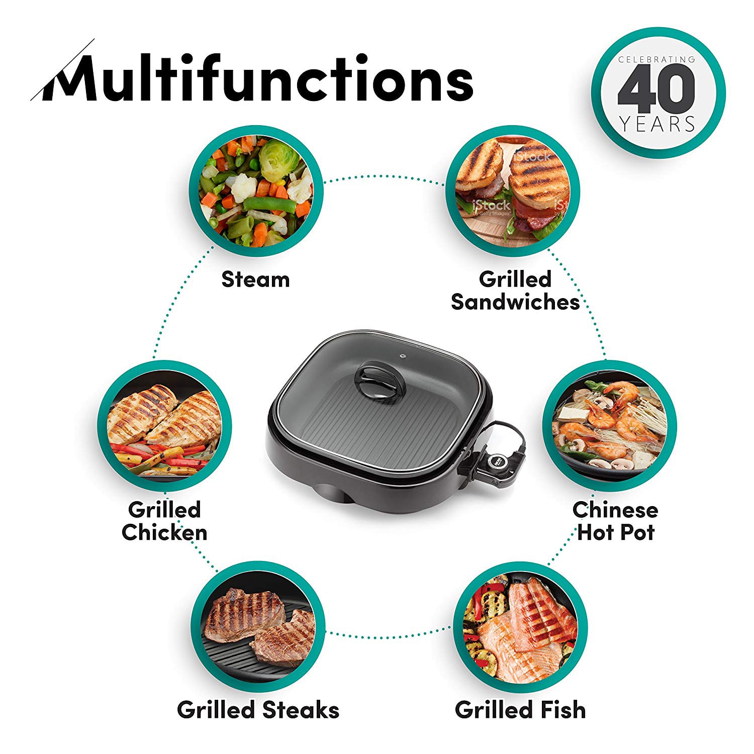 Aroma ASP-218B 4-Quart 3-In-1 Grillet, 7-3/4inH x 16inW x 14inD, Black - Image 4