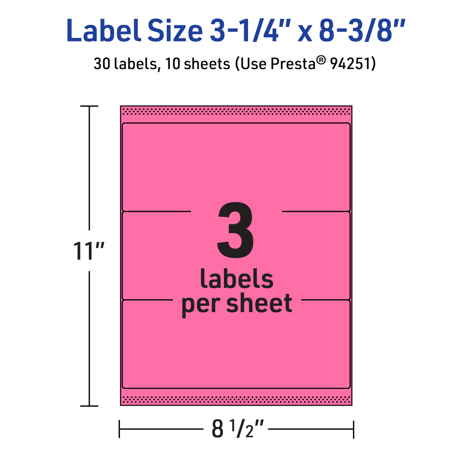 Avery Printable Labels With Sure Feed Technology, 94251-BPP10, Rectangle, 3-1/4in x 8-3/8in, Matte Bright Pink, Pack of 30 - Image 6