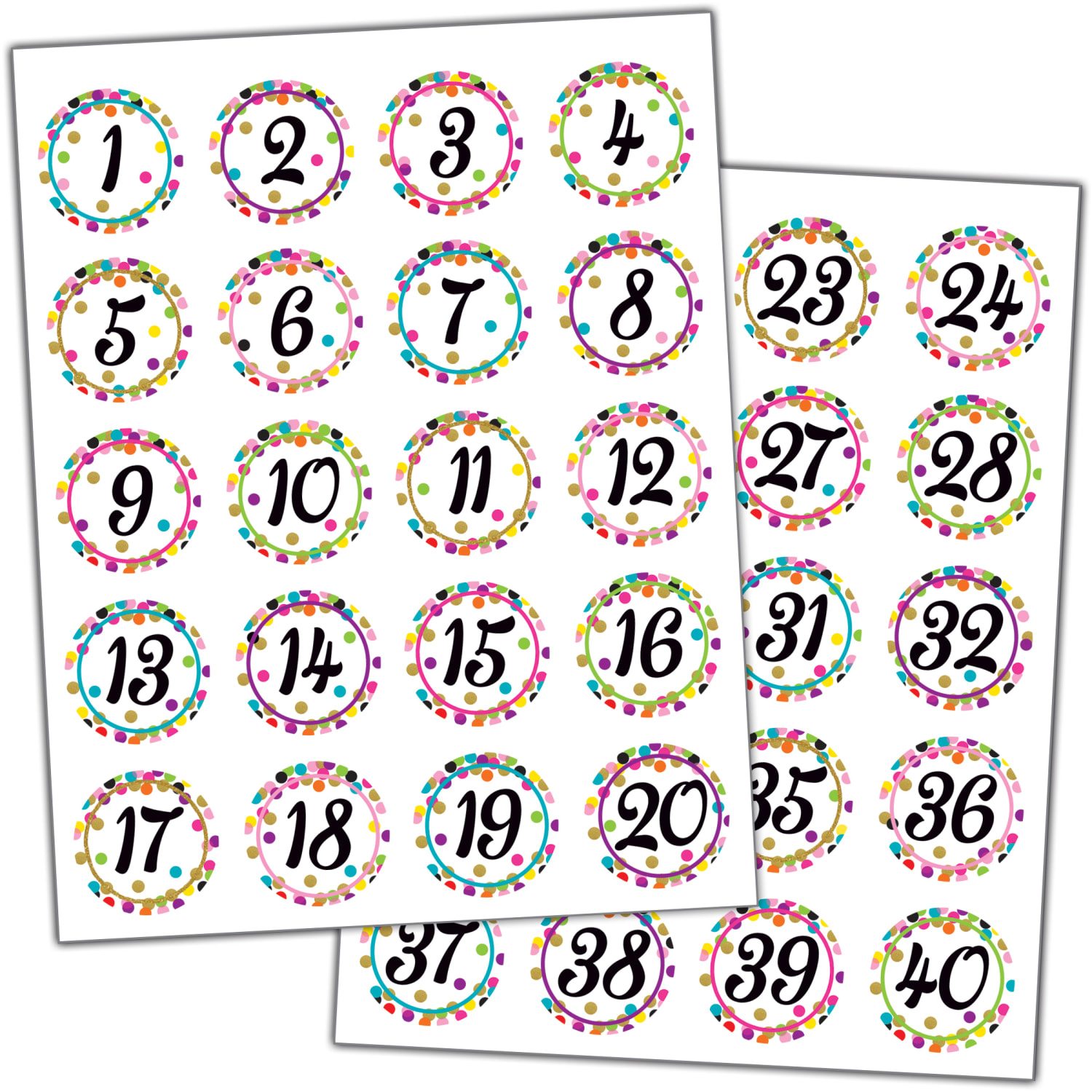 Teacher Created Resources Stickers, Confetti Numbers, 120 Stickers Per Pack, Set Of 6 Packs - Image 3