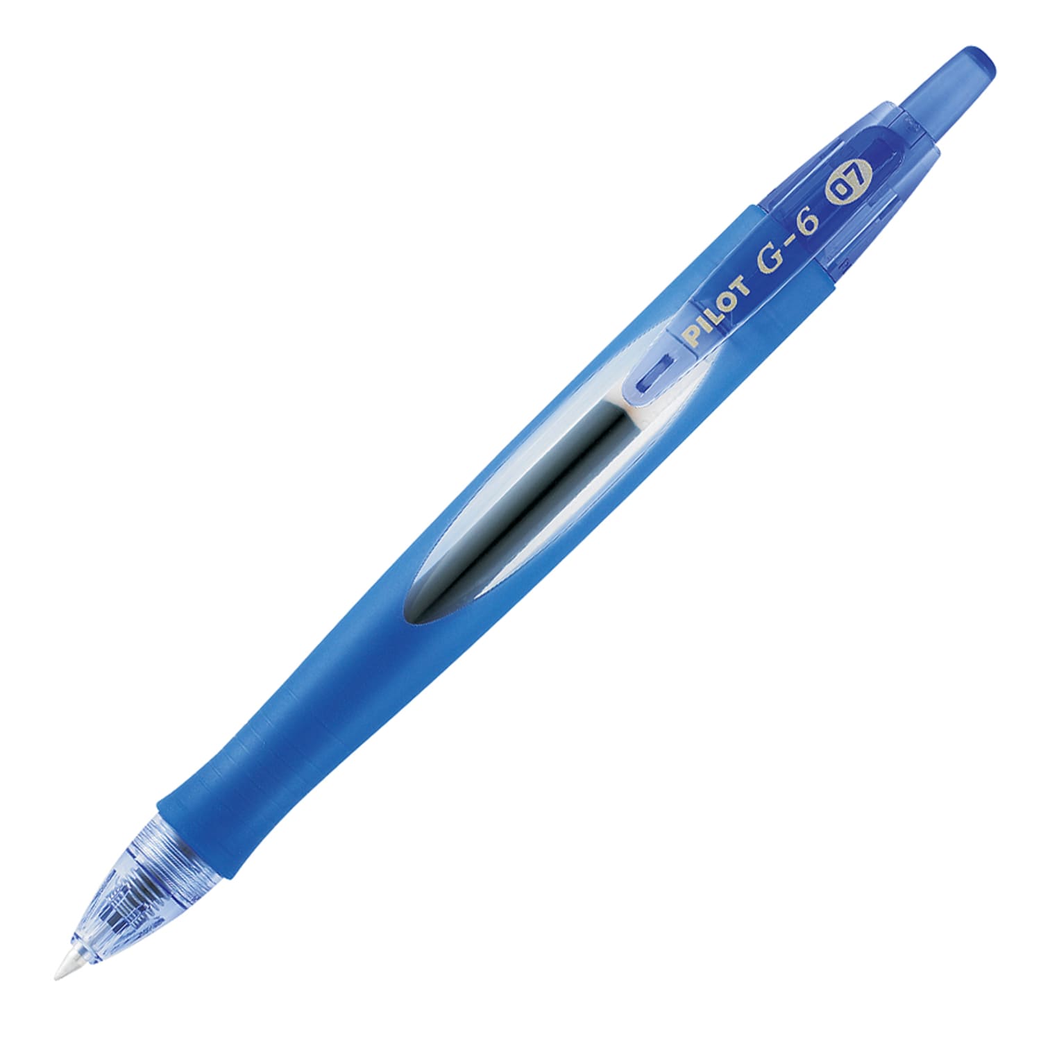 Pilot G-6 Retractable Gel Ink Rollerball Pens, Fine Point, 0.7 mm, Blue Barrel, Blue Ink, Pack Of 12 - Image 3