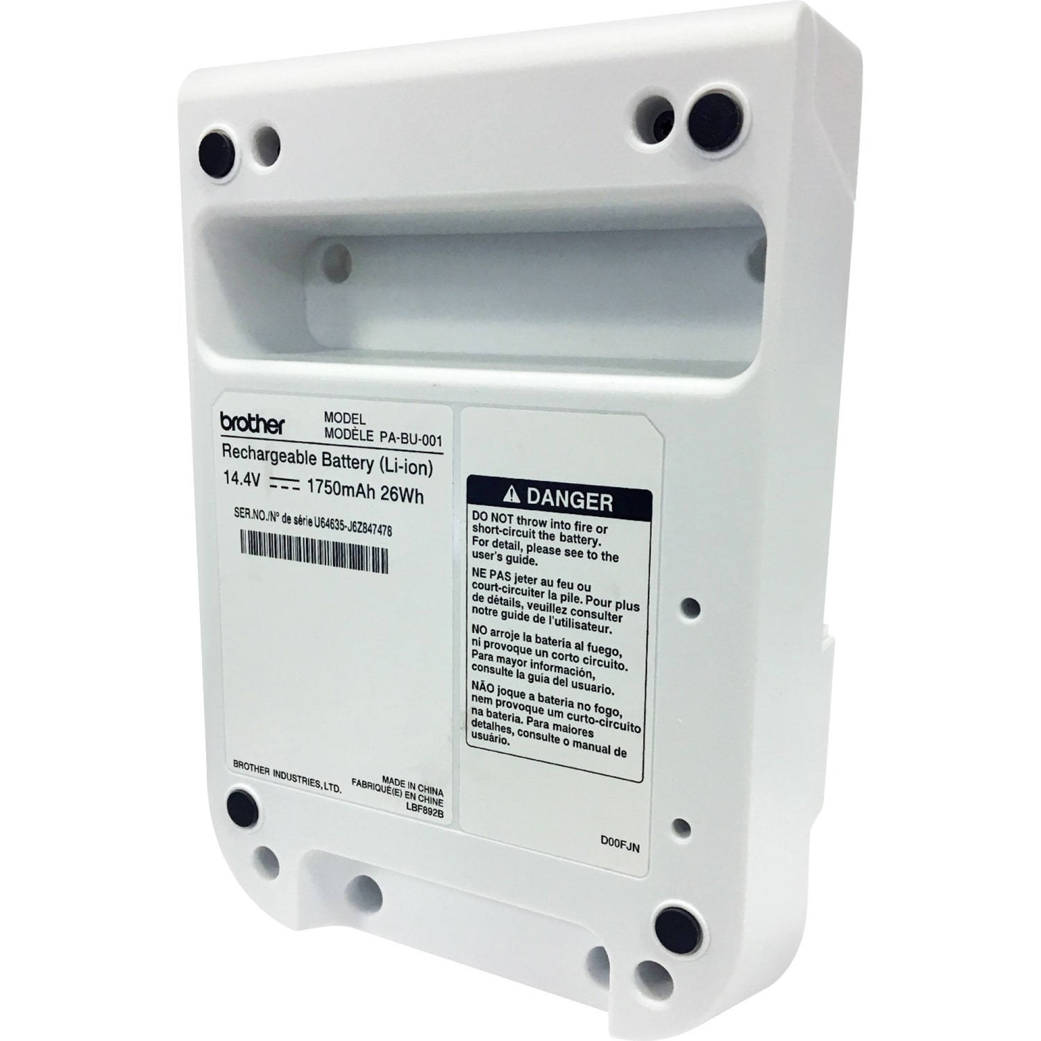 Brother Lithium-Ion Battery For Select Brother Label Printers, 14.4V, PABU001 - Image 3