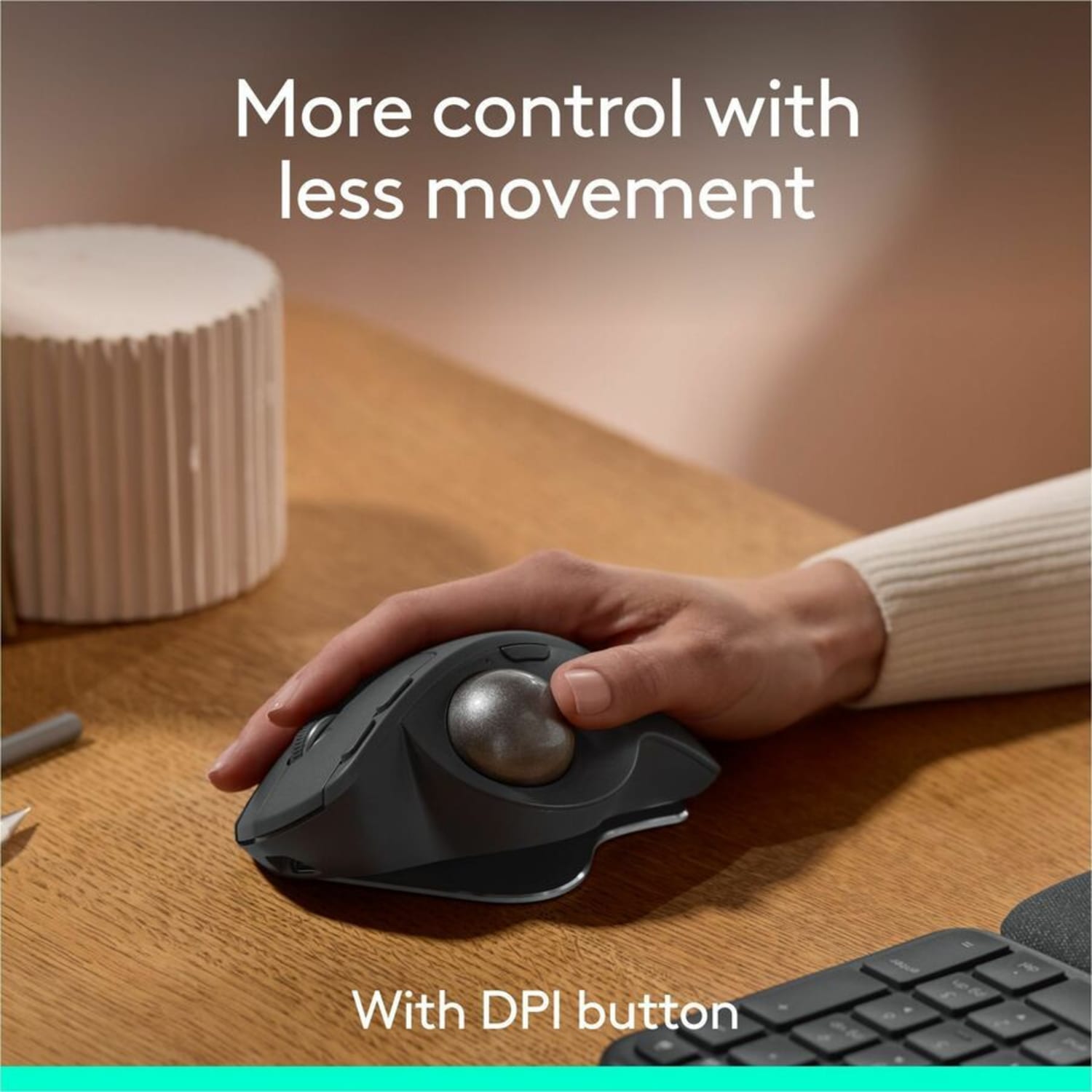 Logitech MX Ergo S Plus Advanced Wireless Trackball Mouse, Graphite - Image 3